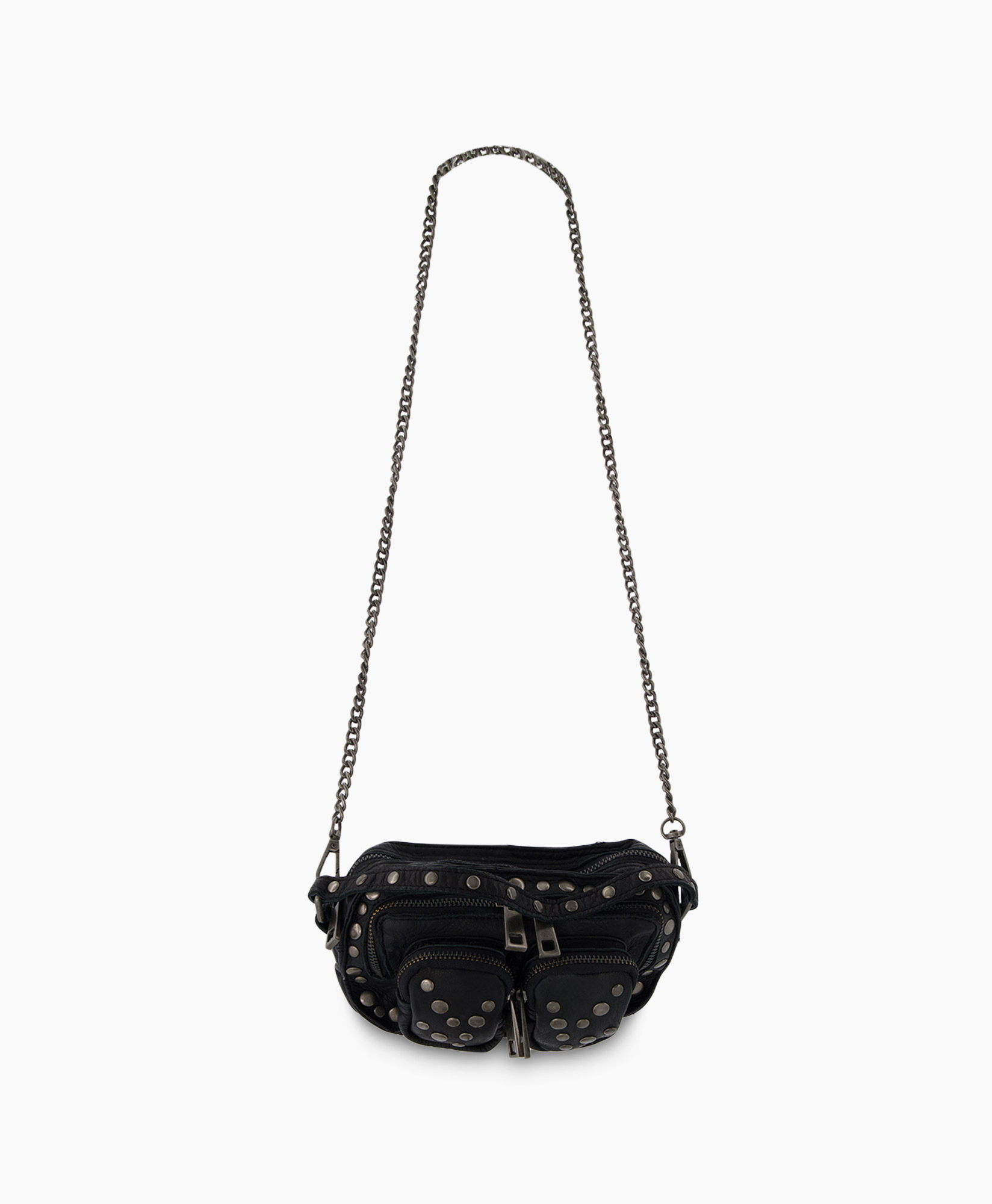 Crossbody Tas Helena Rivet Washed Black Zwart