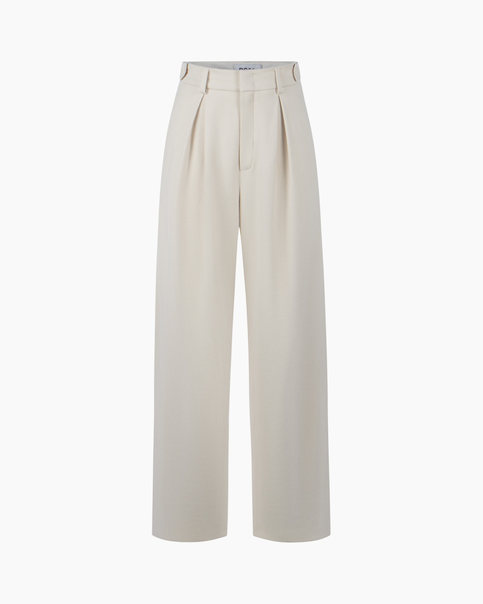broek, wijdelhol, crème, plooien, hoog-tas