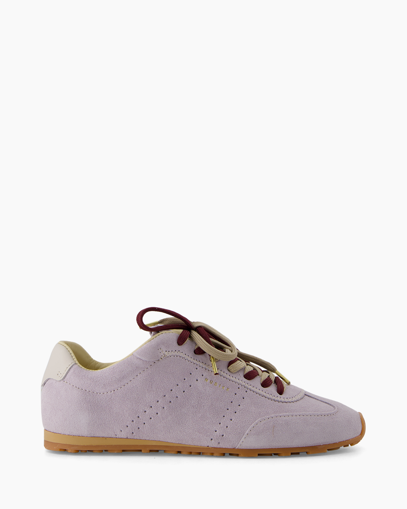 sneaker, suede, lilac, perforated, gum sole