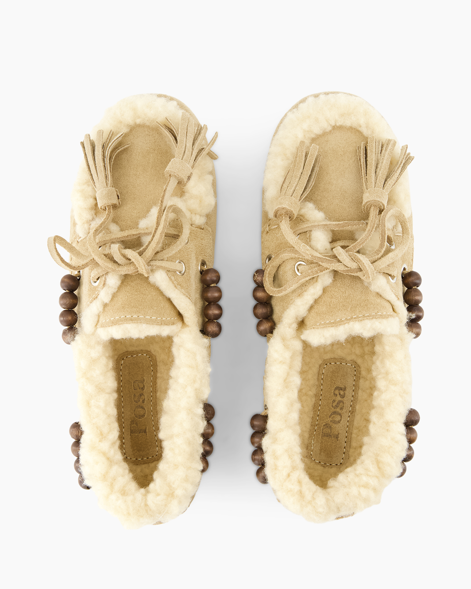 mocassin, sloffen, shearling, beige, schoenenaccessoire
