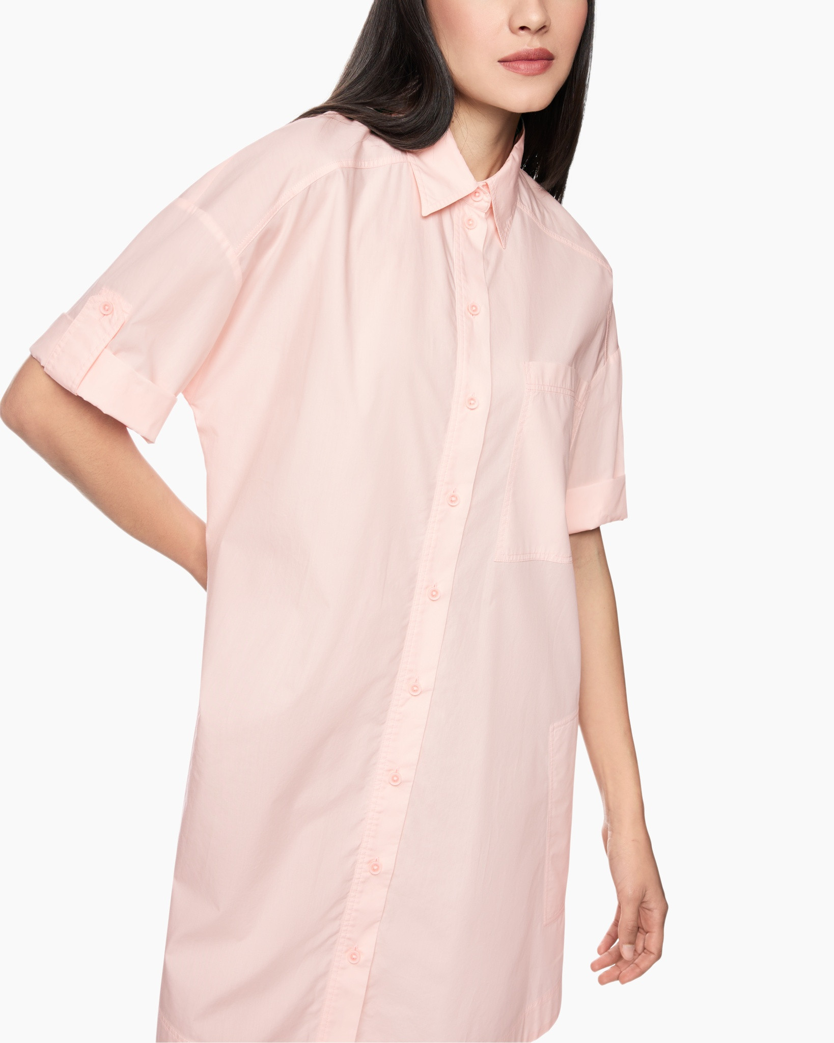 hemd, roze, korte mouw, knopen, kraag