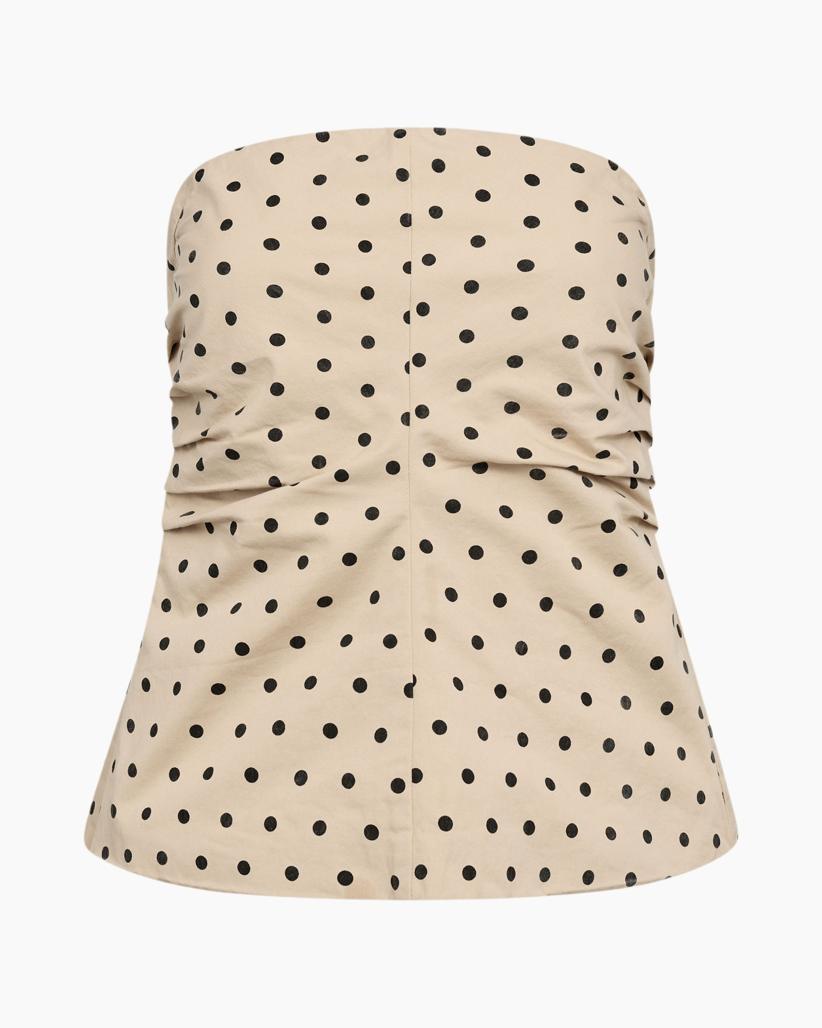 polka dots, beige, strapless, top, dot pattern