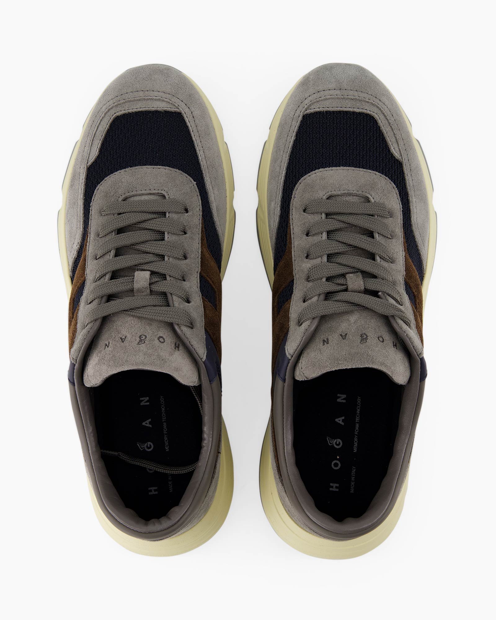 sneakers, schoenen, veters, grijs, multicolor paneel