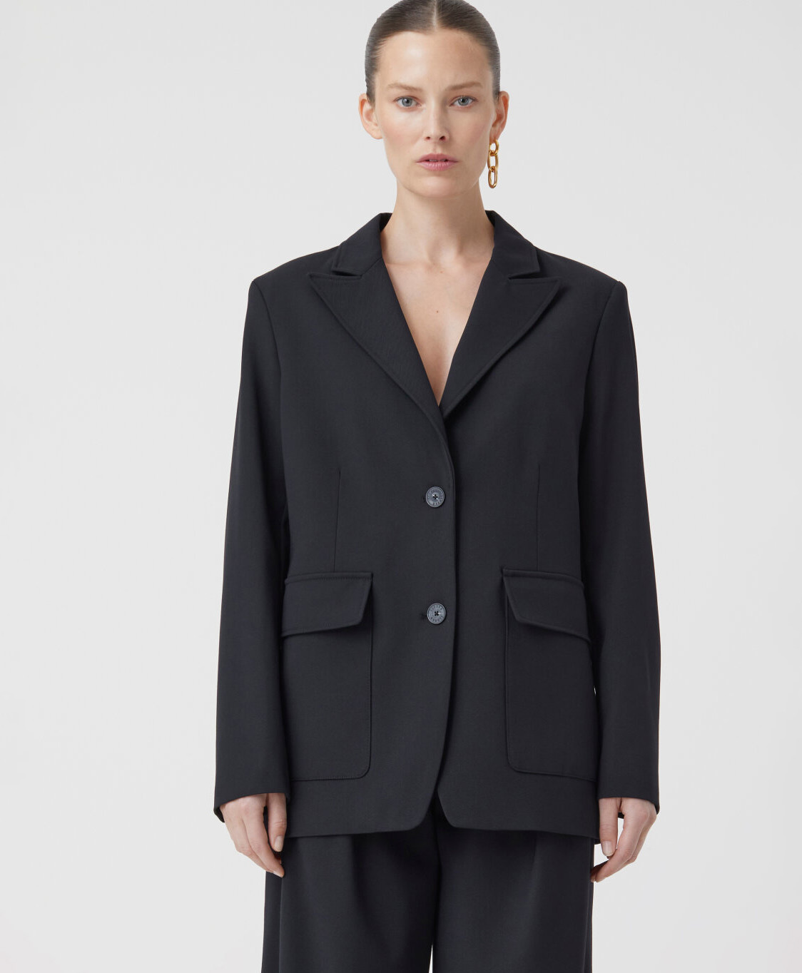 Closed Jasje Blazer With Patch Pockets Zwart