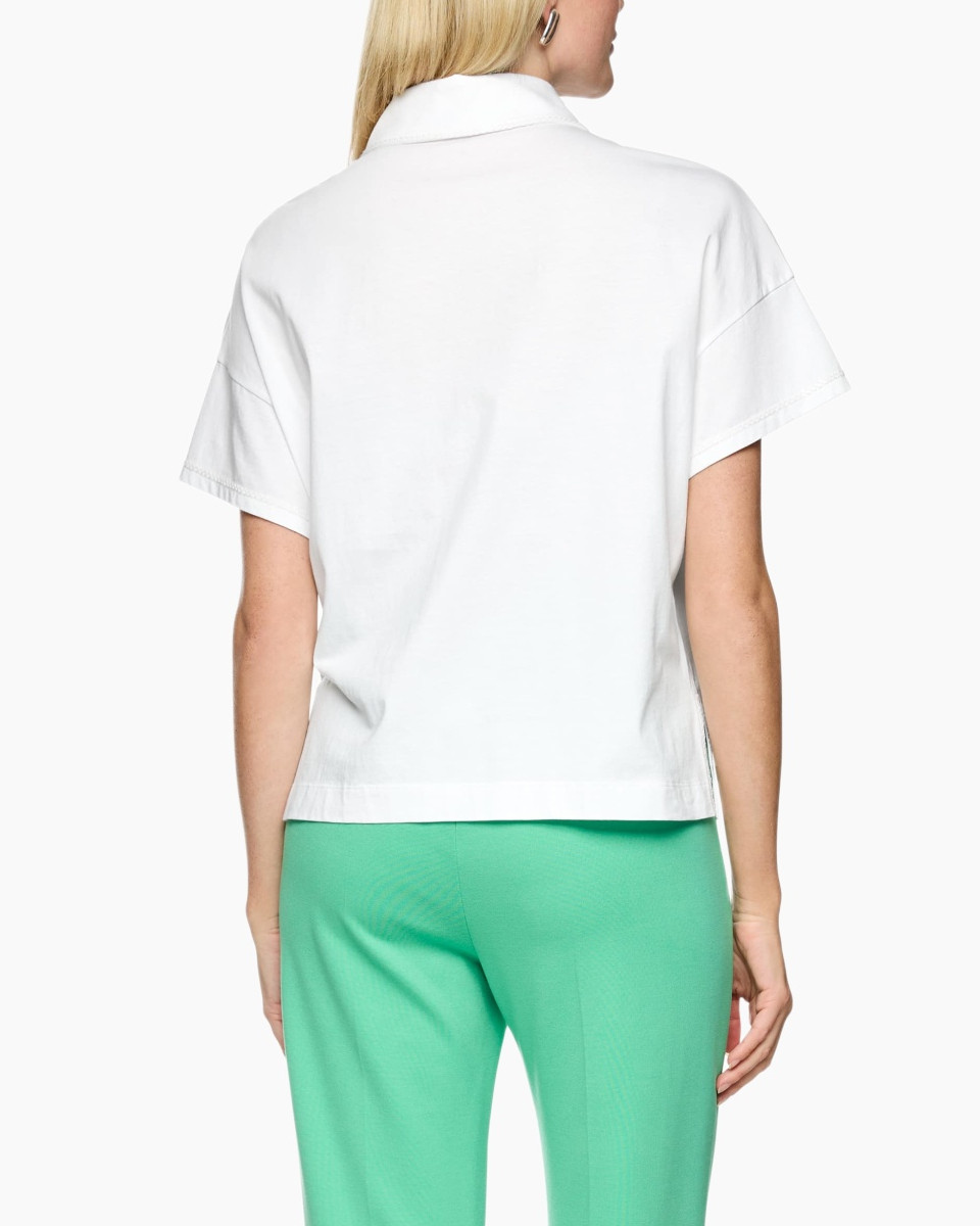 polo shirt, short sleeve, white, collared, cotton