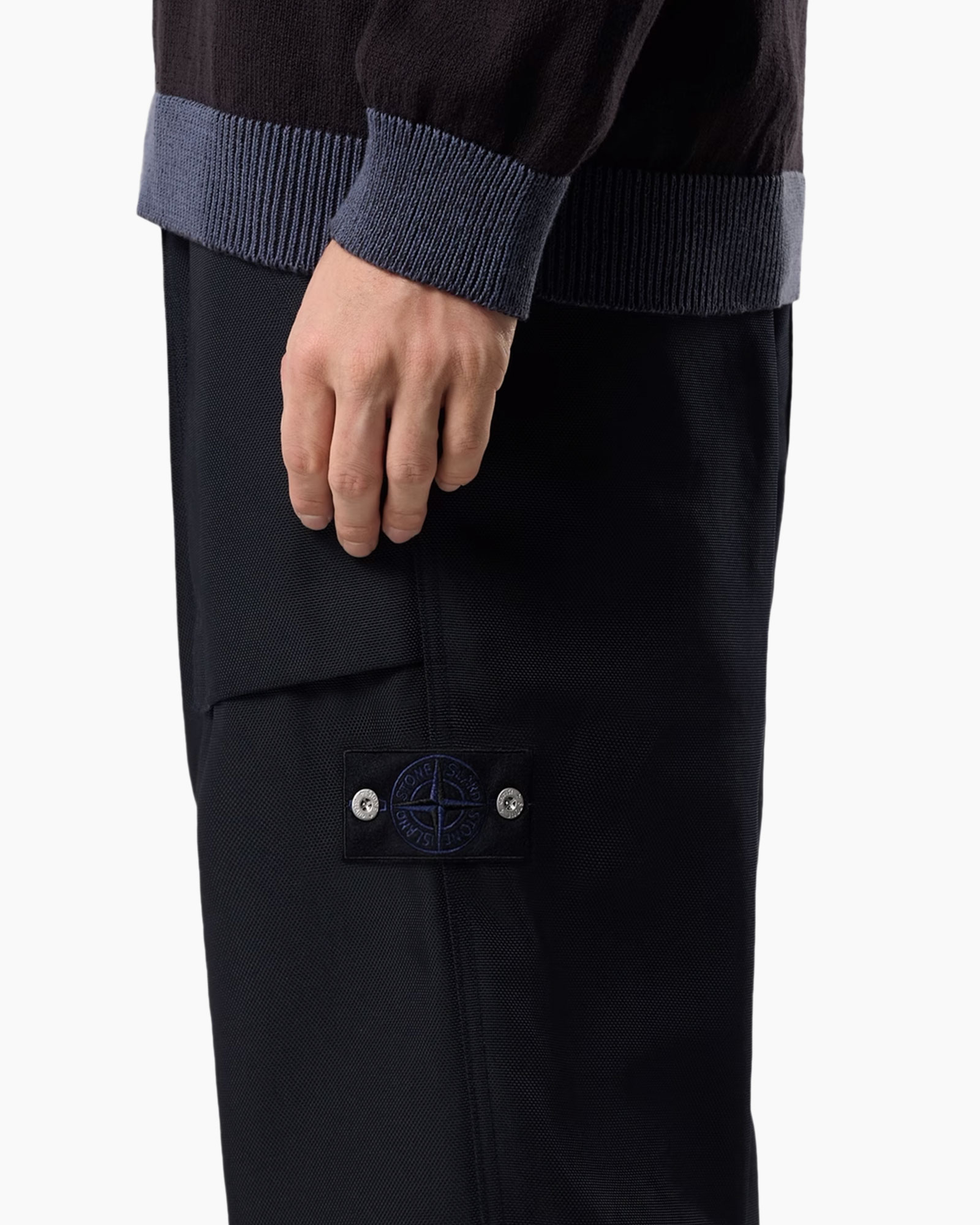 boysbroek, zijklepzak, badge logo, zwart, canvas