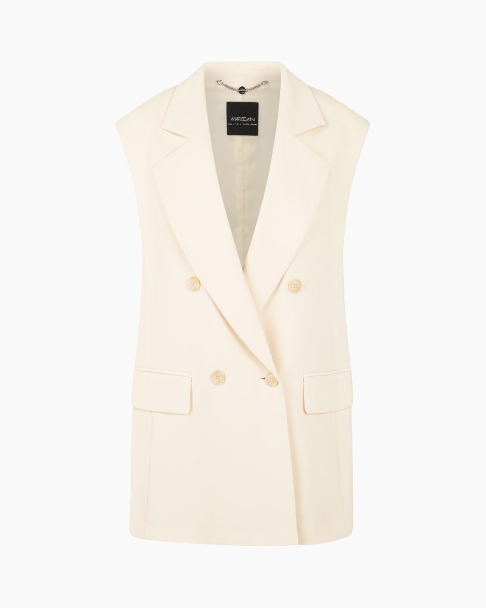 vest, blazer, dubbel gebreid, crème, zakken