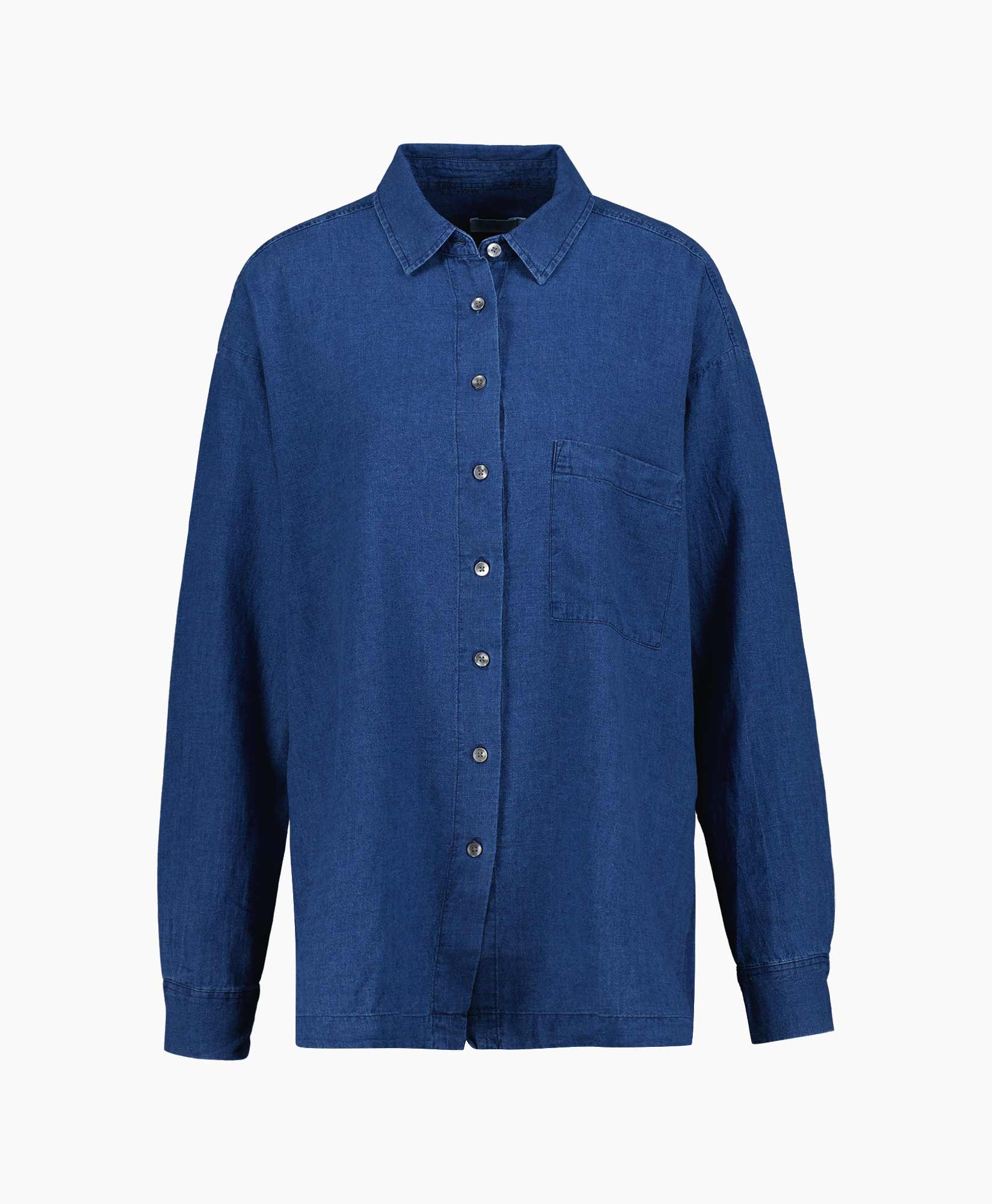 Closed Blouse Shirt With Slits Blauw