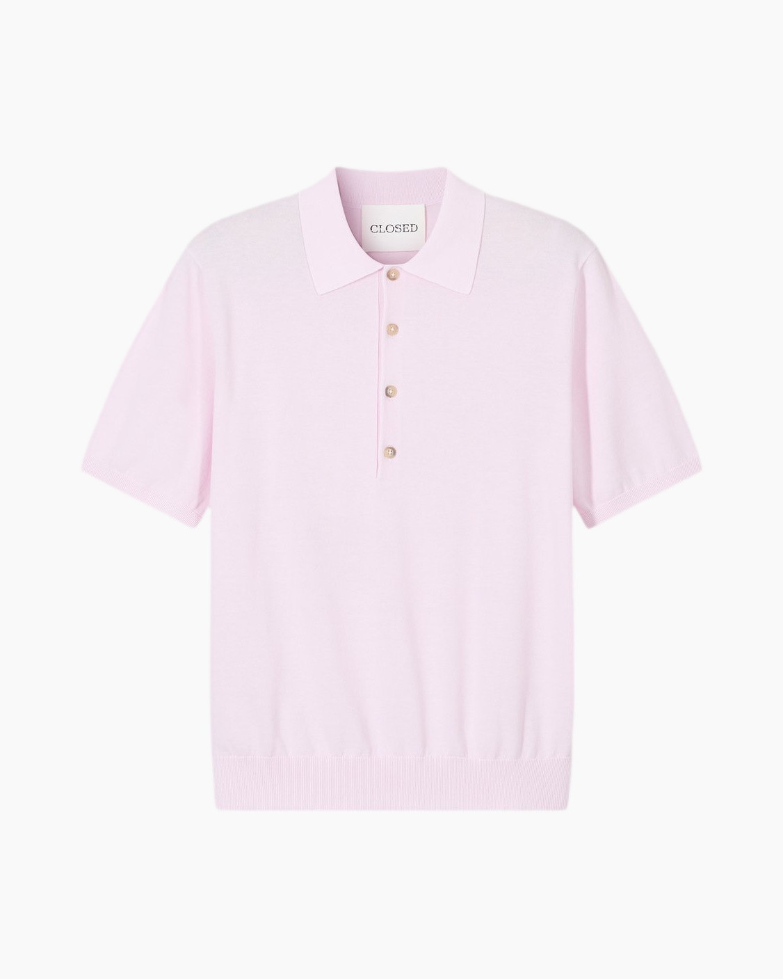 roze polo, kort袖, kraag polo, knopen, brei polo