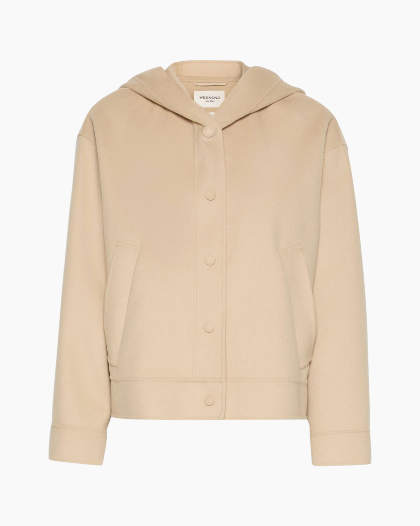capuchón, jasje, beige, knopen, zakken