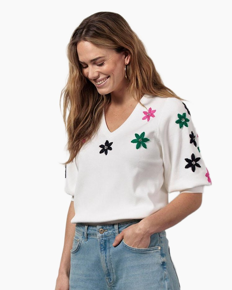 Pullover Lenthe Flower Ecru