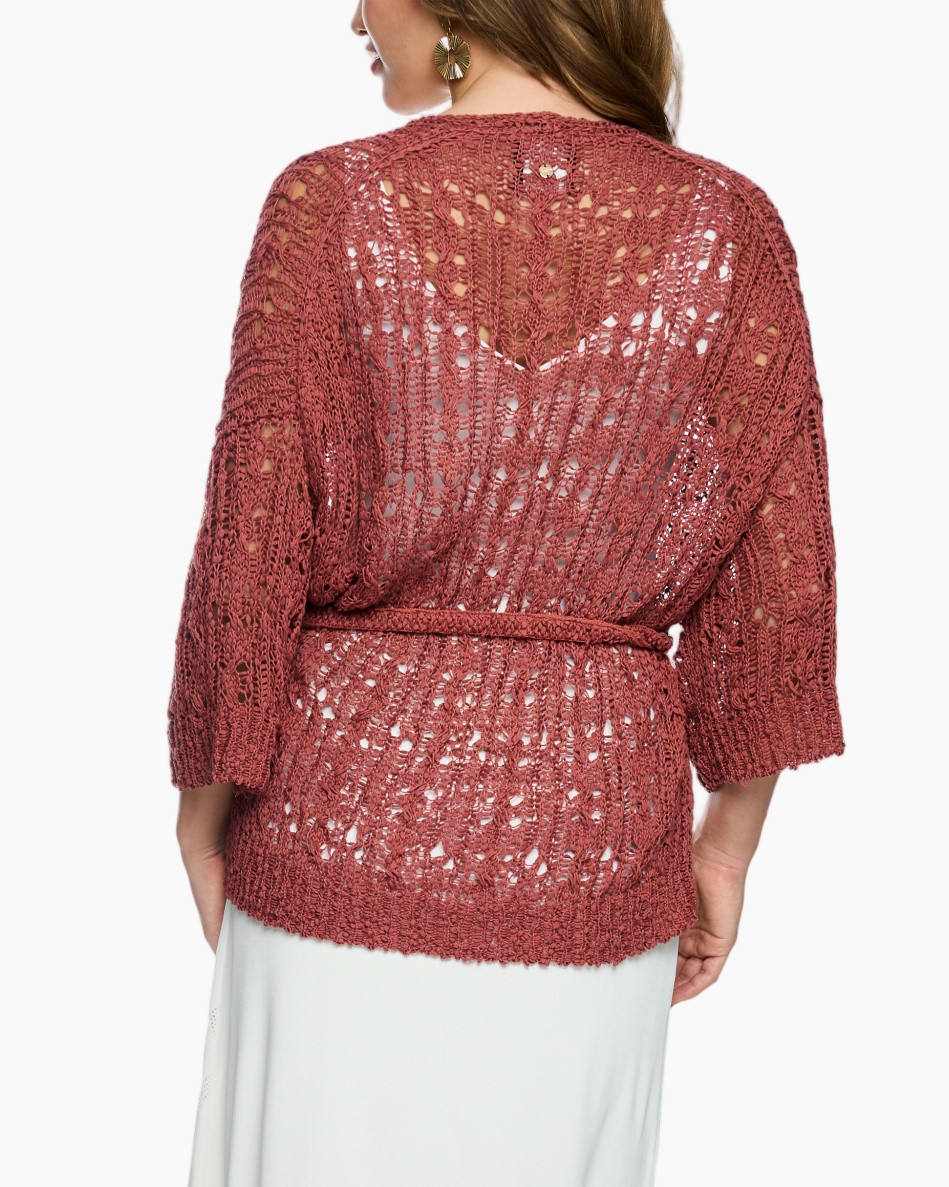 cardigan, knitted, wrap, rose, openwork