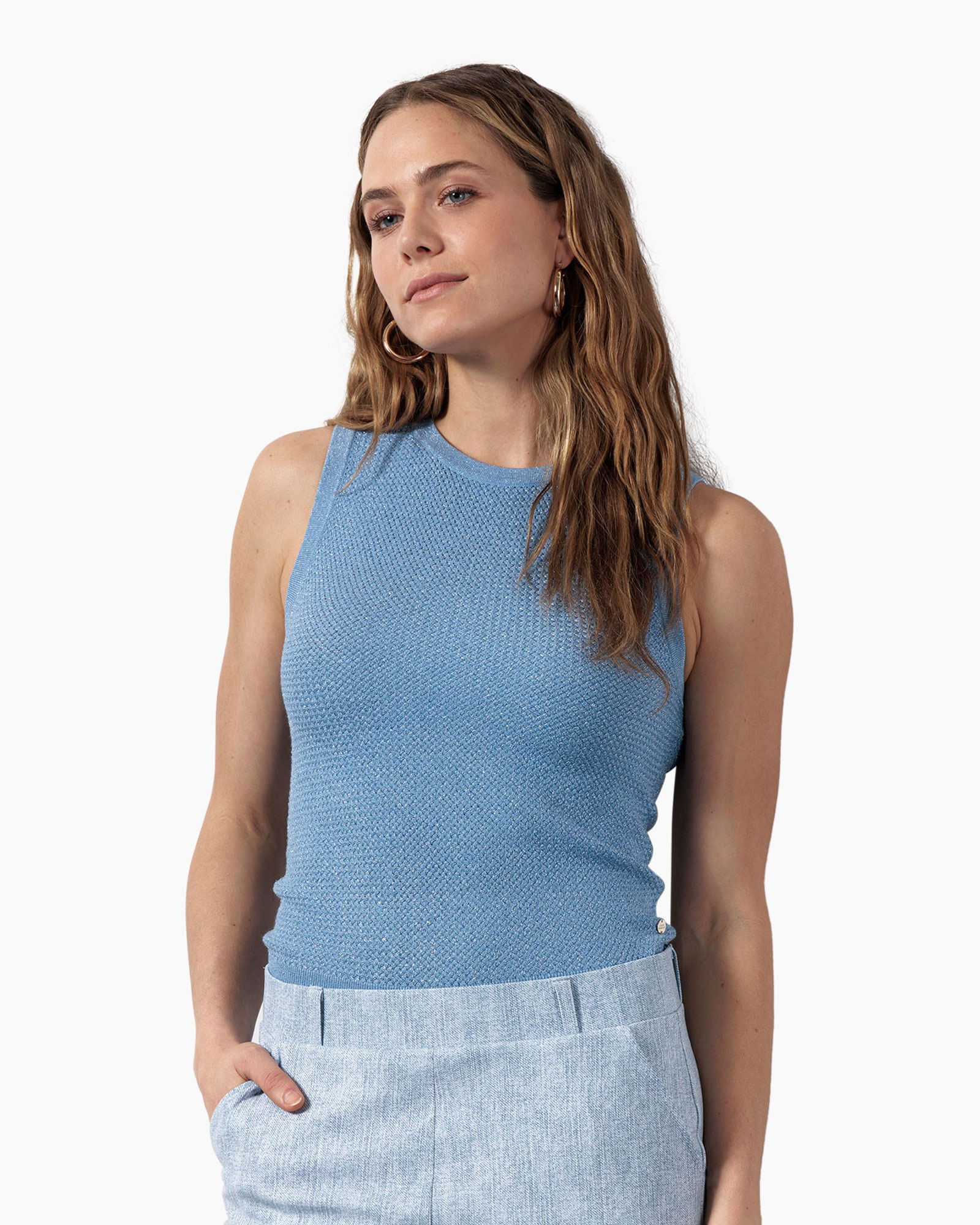 Top Lieske Twinset Singlet Licht Blauw