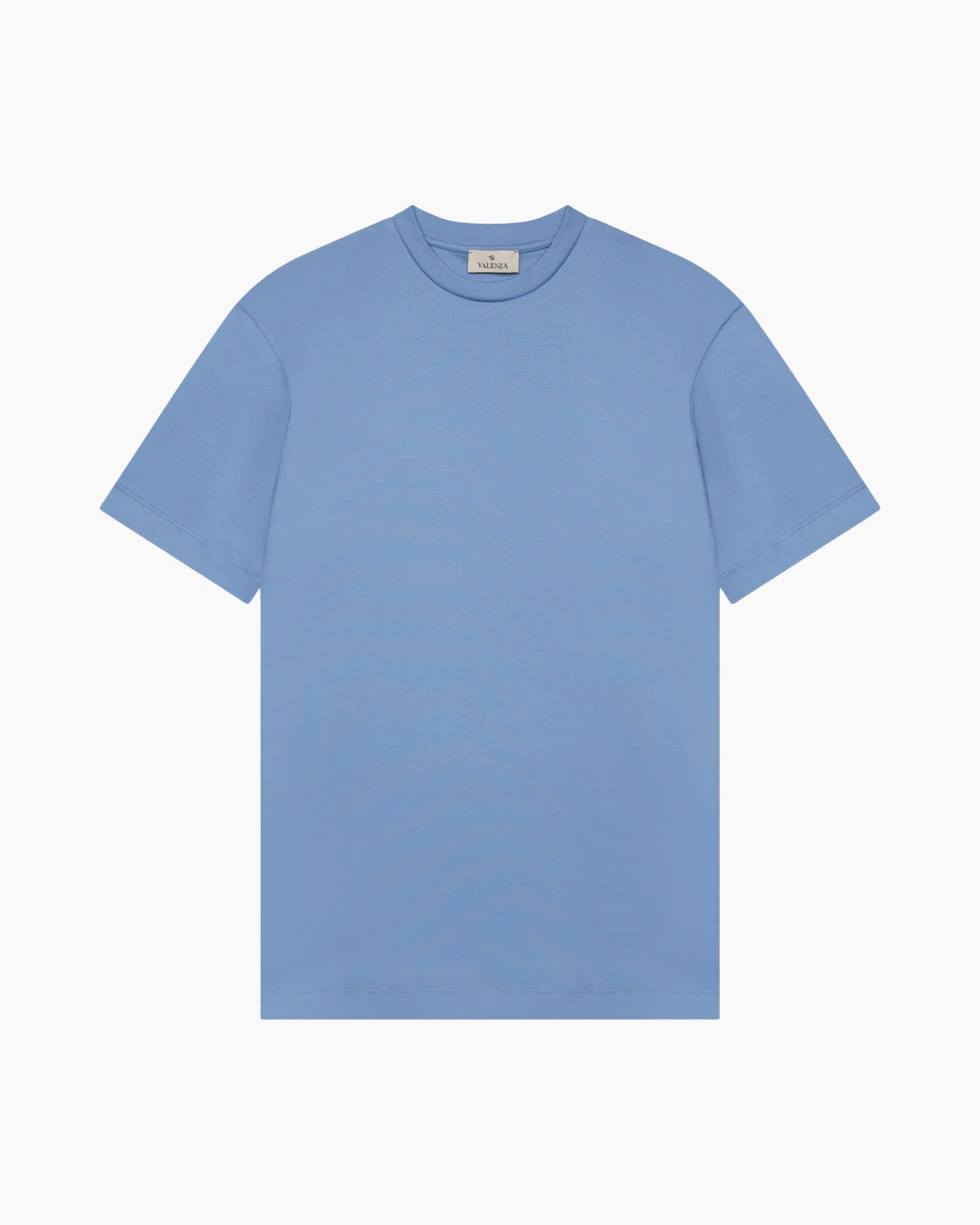 tshirt, korte mouwen, blauw, katoen, effen kleur