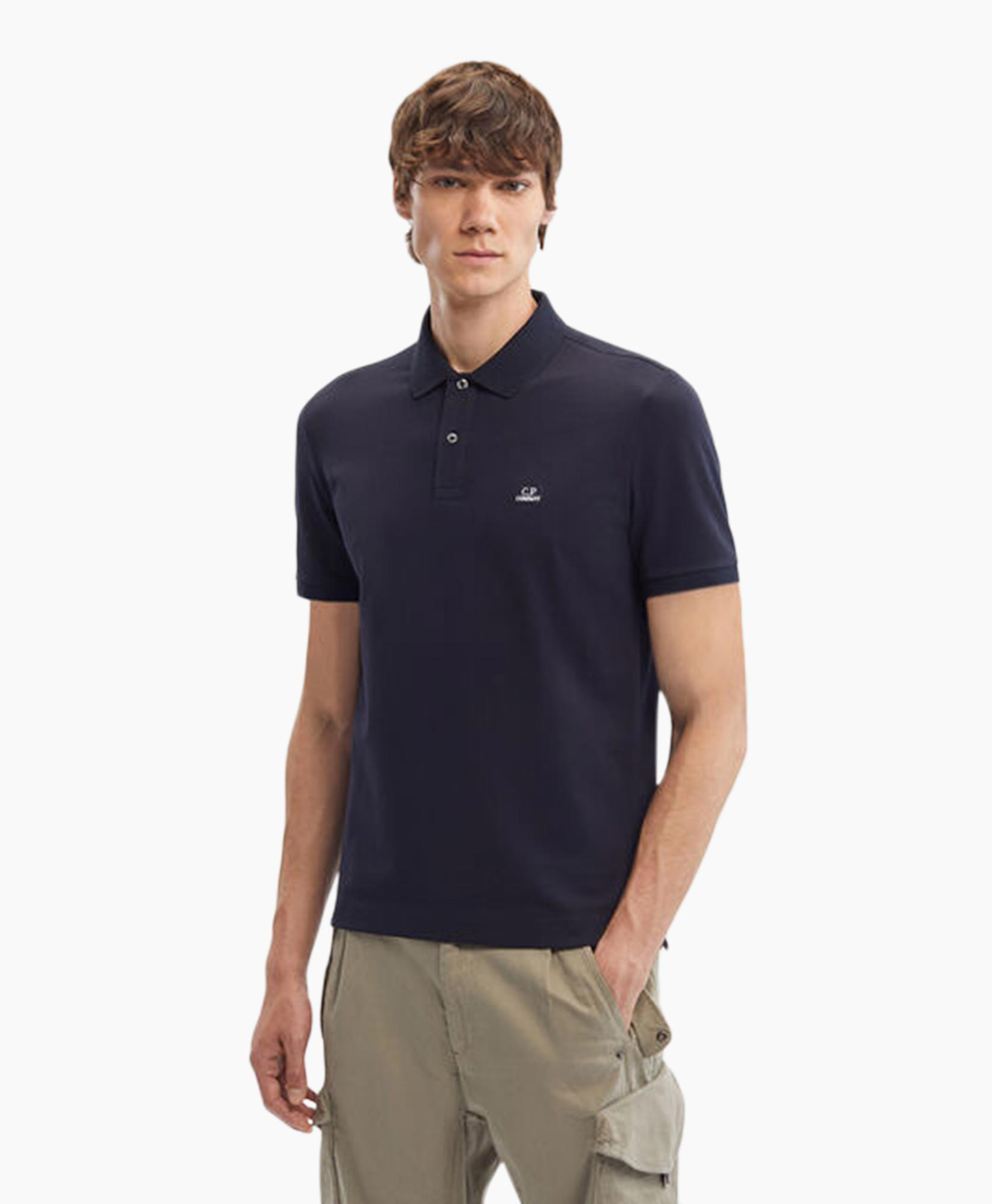 Polo Stretch Piquet Regular Donker Blauw