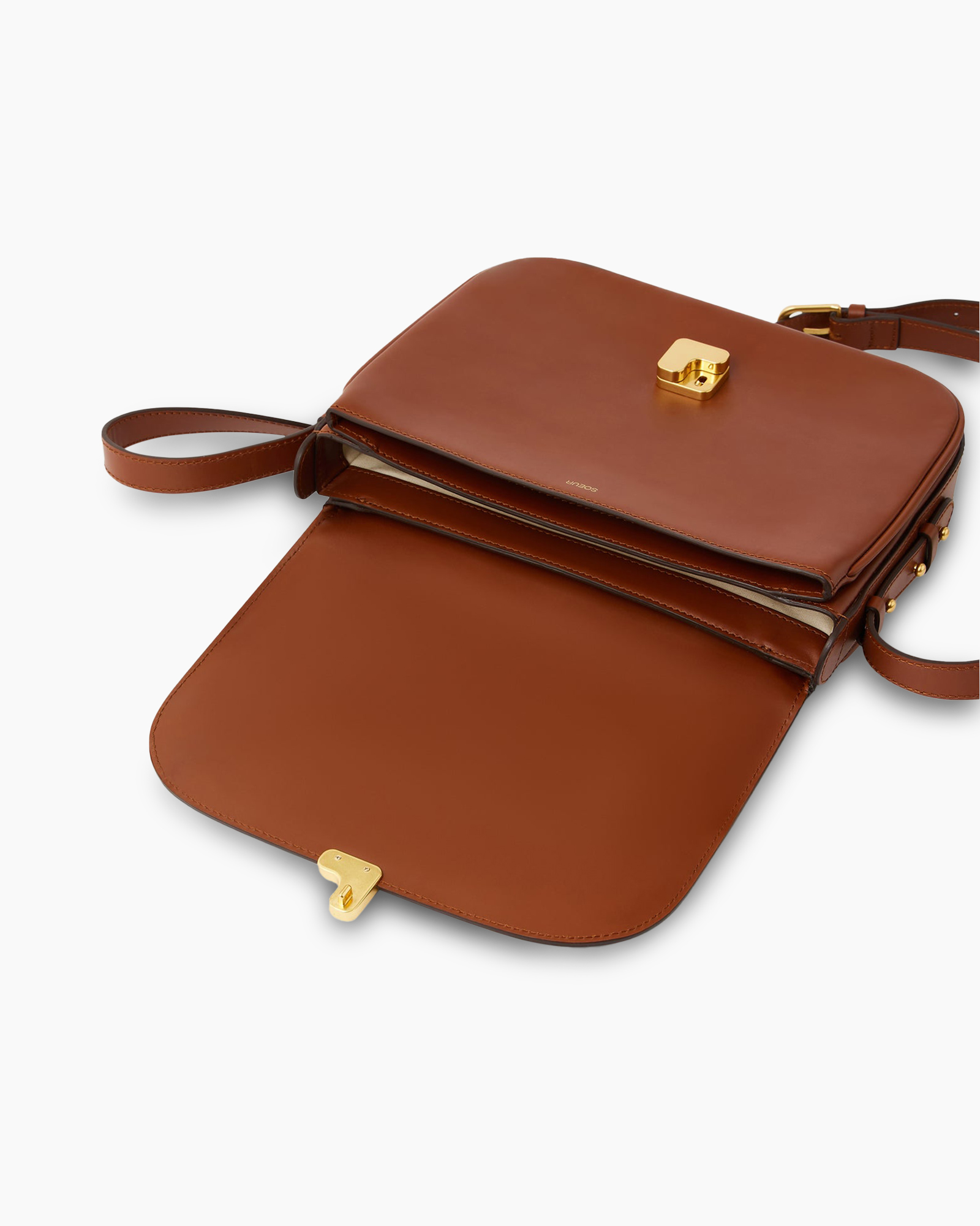 handtas, schoudertas, bruin, leer, gouden hardware
