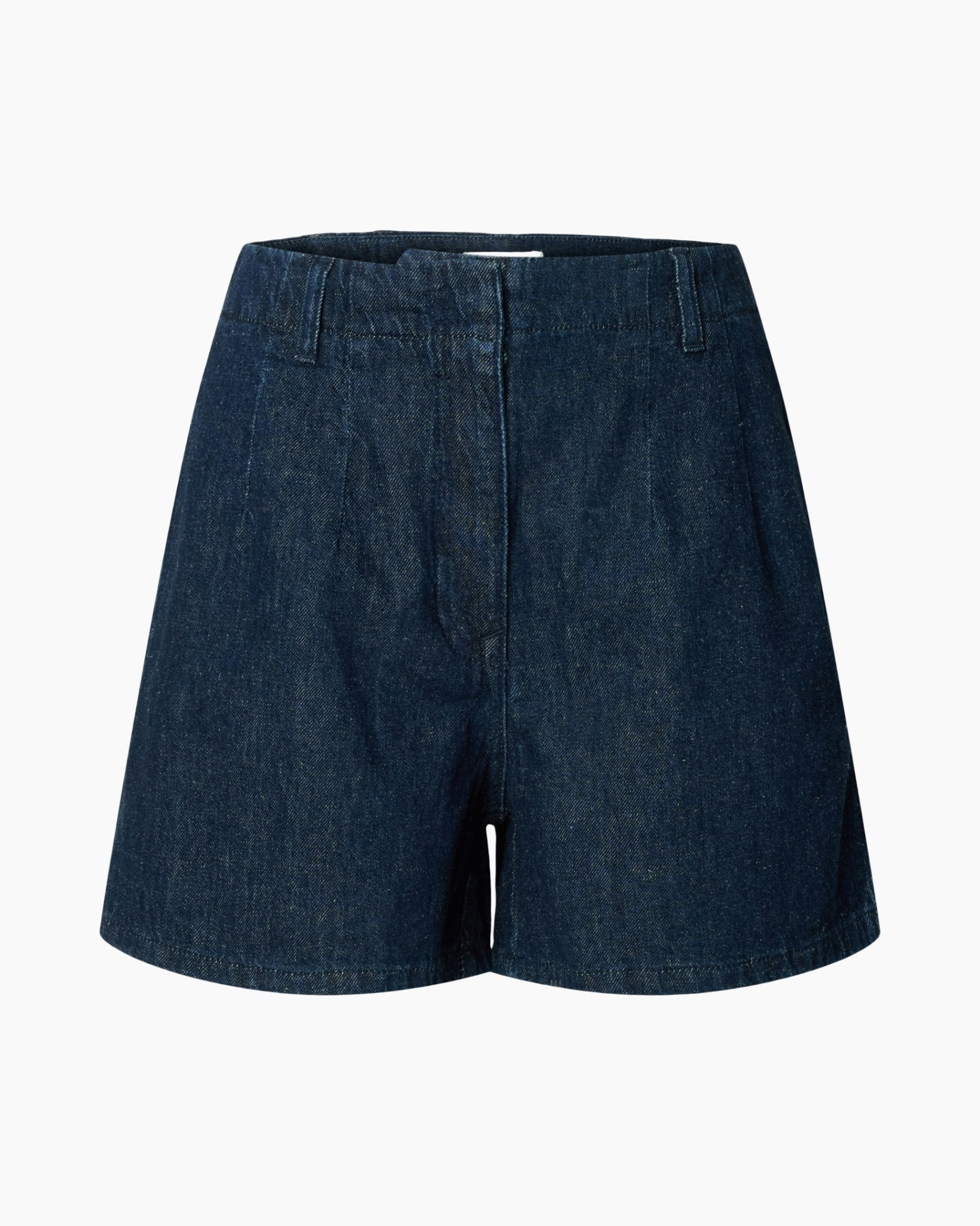 denim, broekshort, hoge taille, effen, denim stof