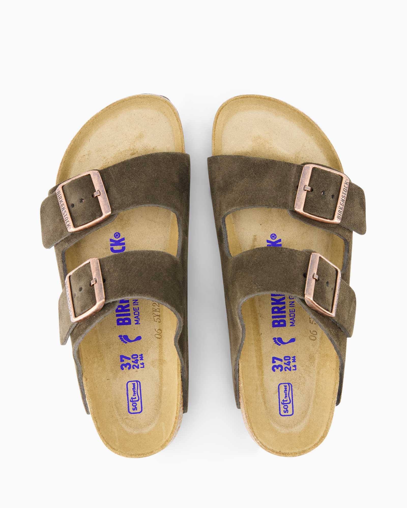 sandalen, bruin, tweestraps, open teen, korktextuur