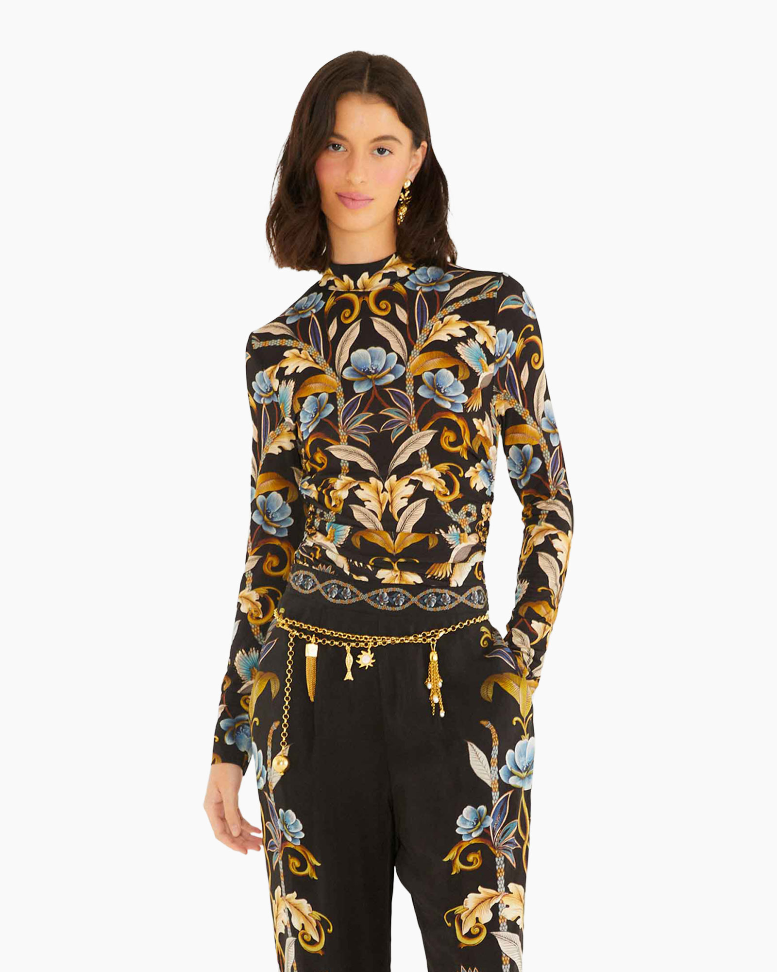 Blouse Snake Garden Jersey Zwart