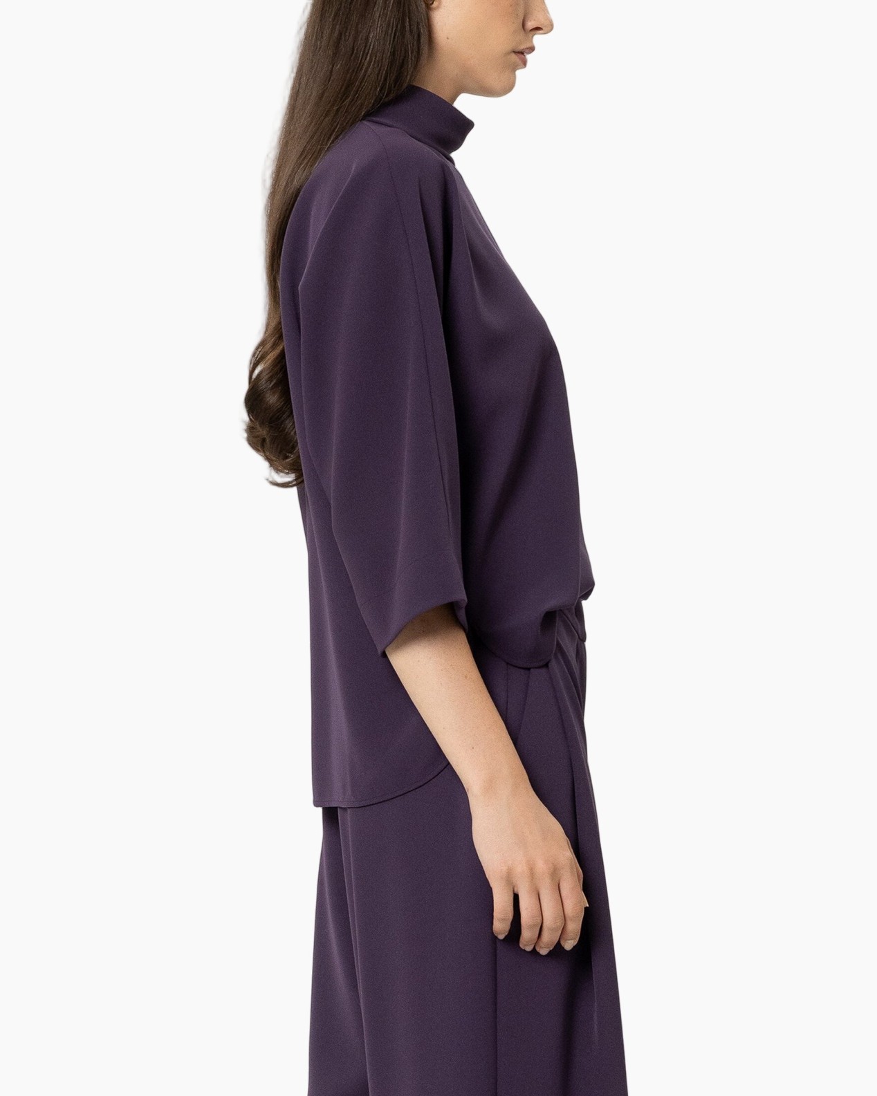 paars, turtleneck, kimono-mouwen, jurk, eenenkleurige