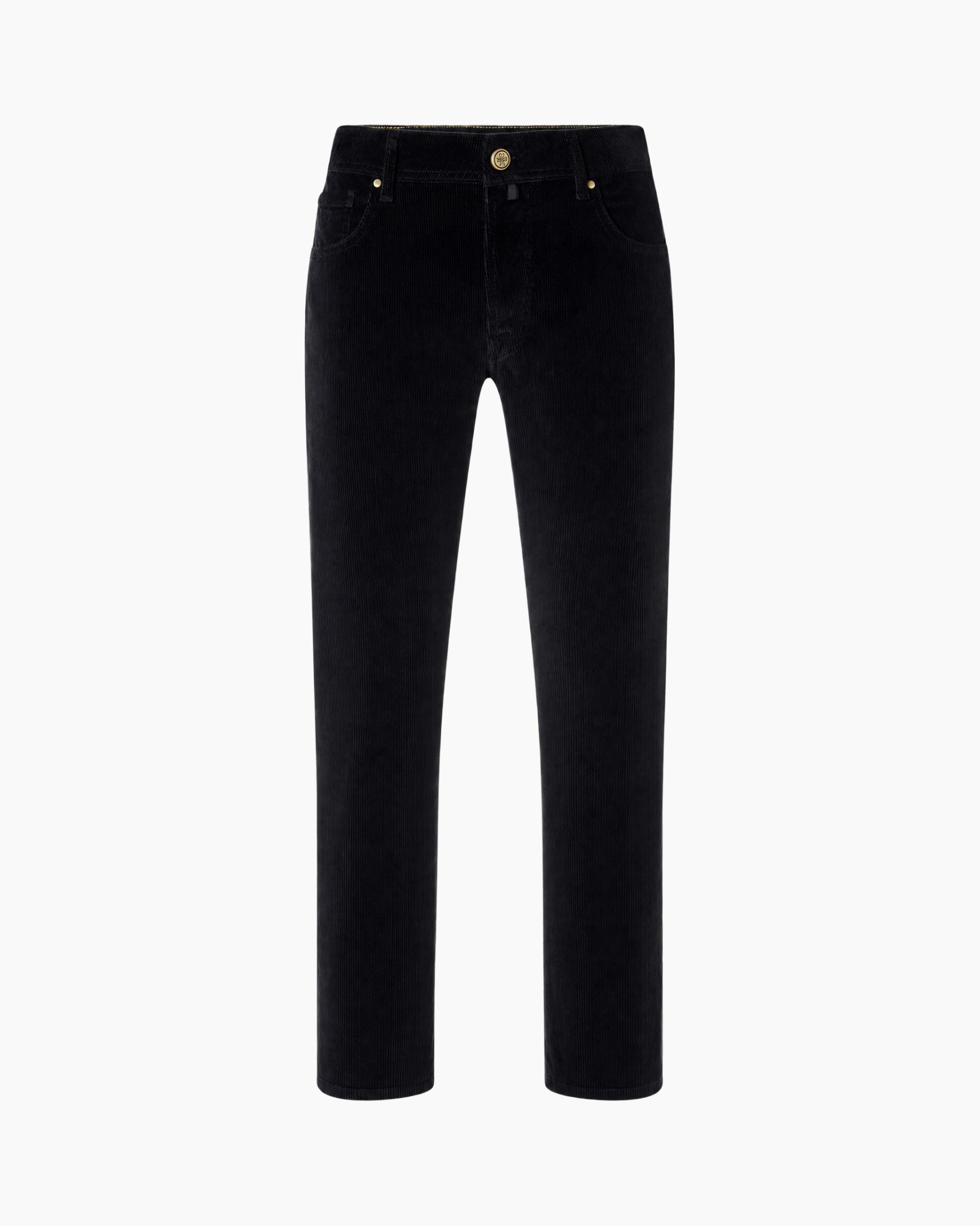 korduroy, broek, zwart, broek, knopsluiting