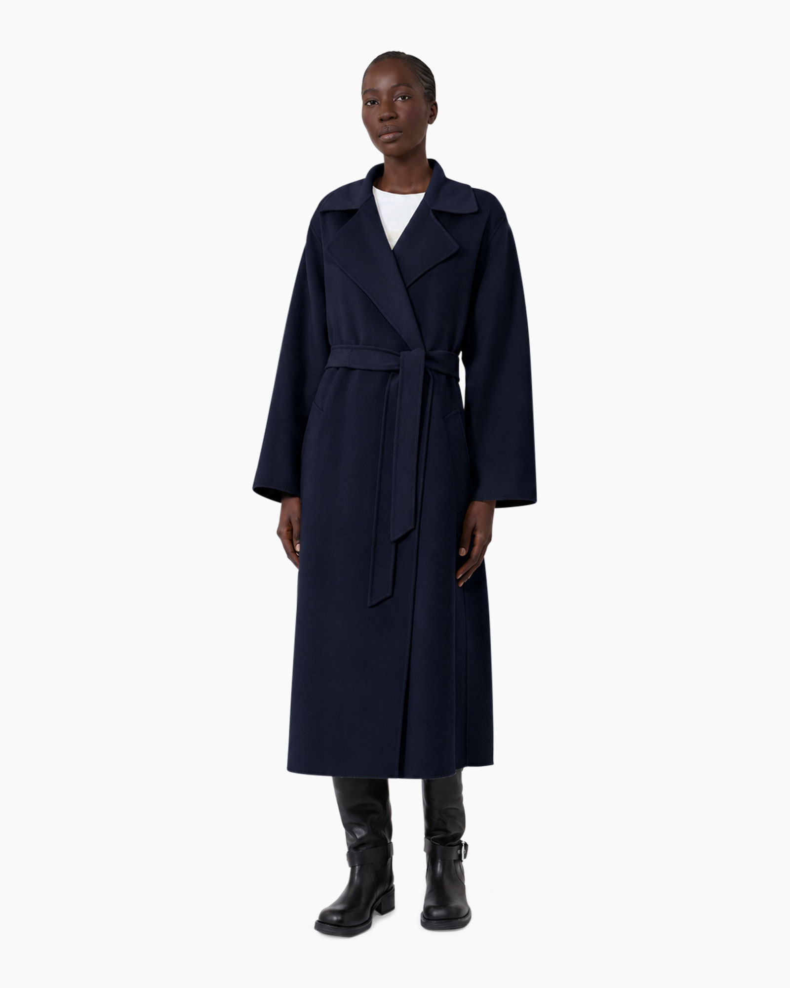 jas, manteau, ouvert, bleu marine, mid-length