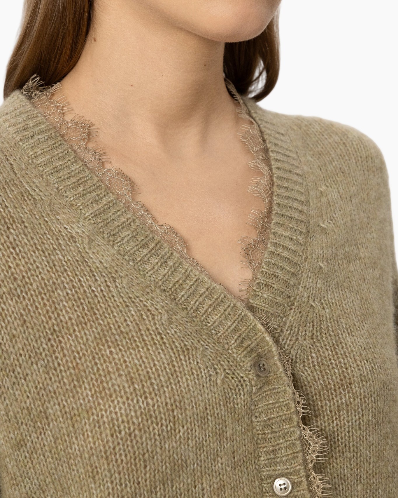 cardigan, breipruis knitwear, kante rand, beige, v-hals