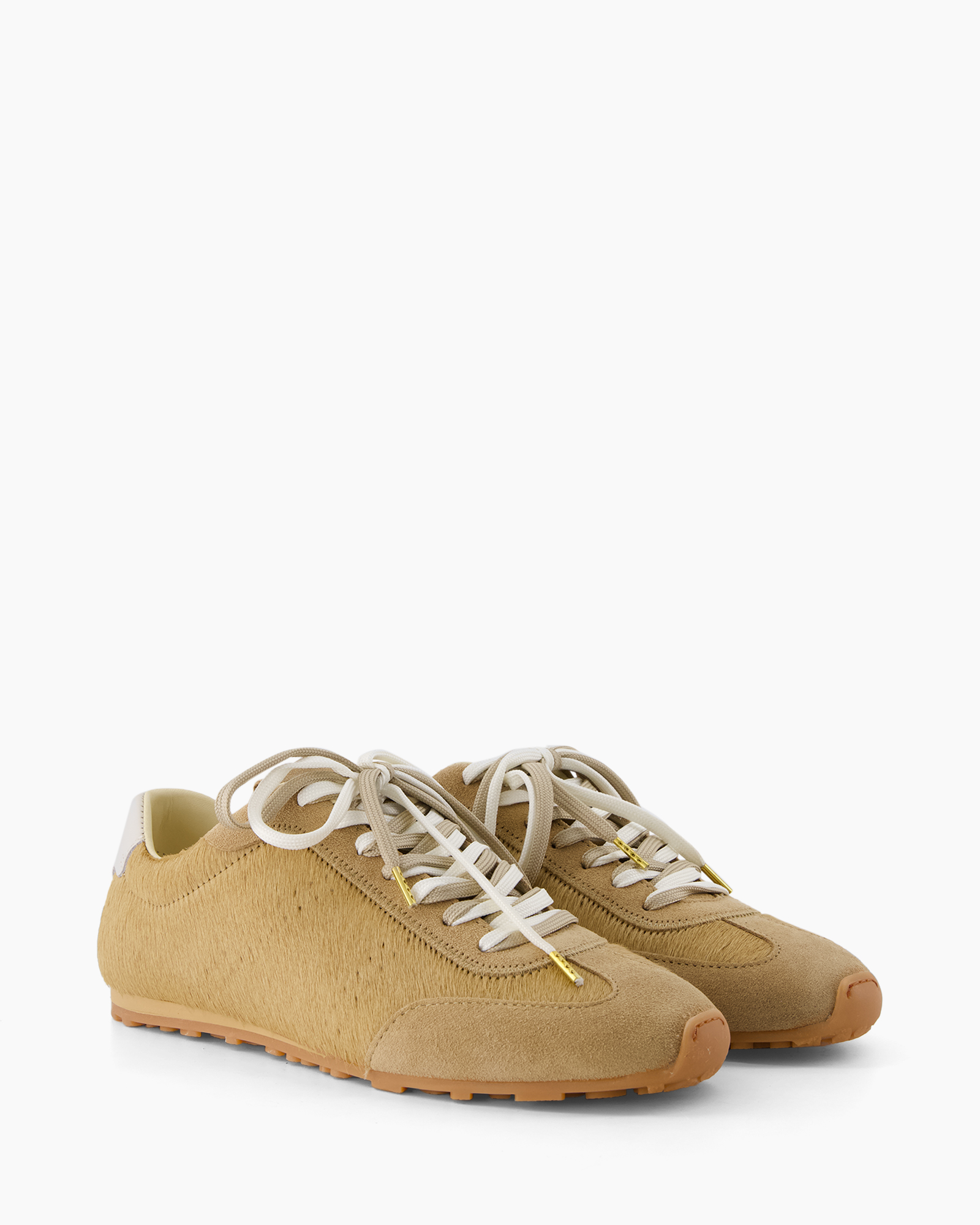 sneakers, beige, suede, veters, getande zool