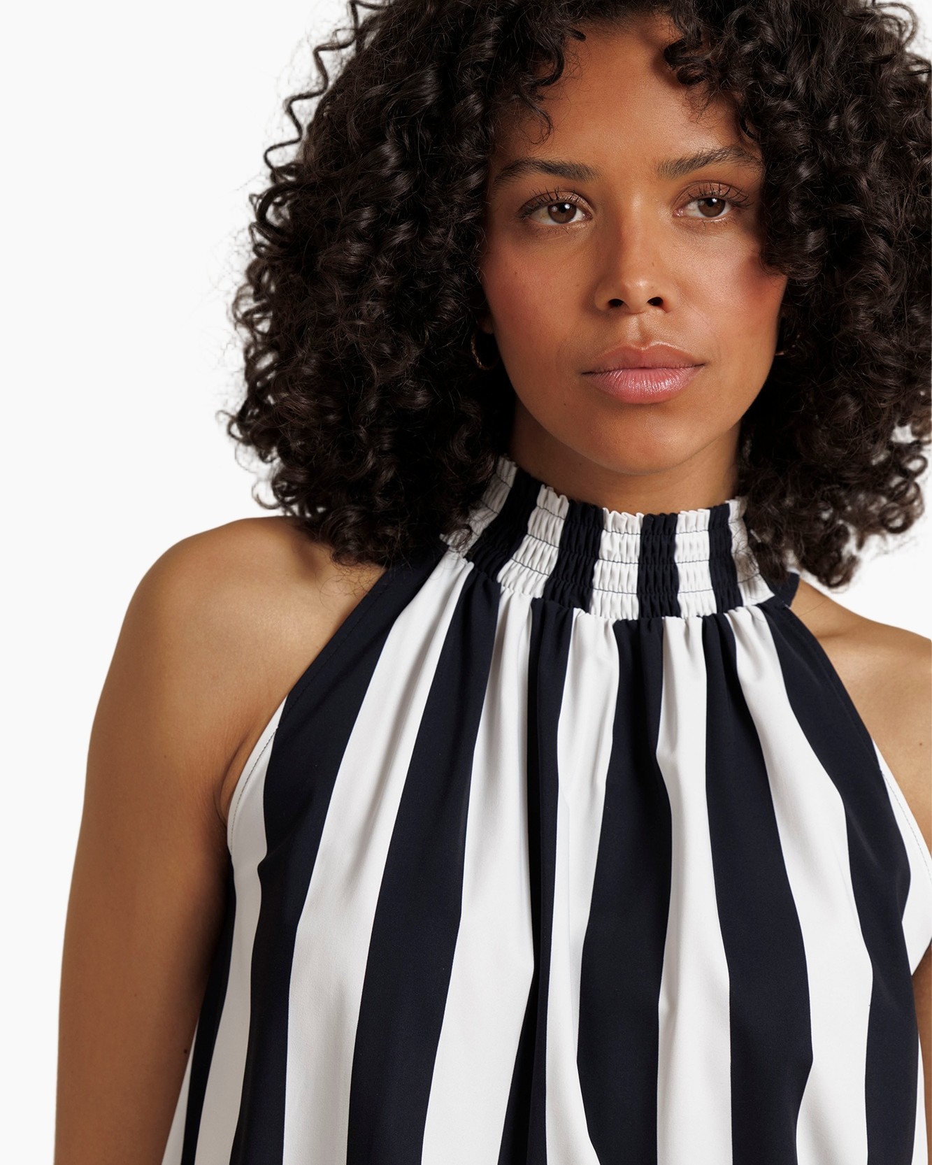 gestreept, halter, zwart wit, top lang, polyester