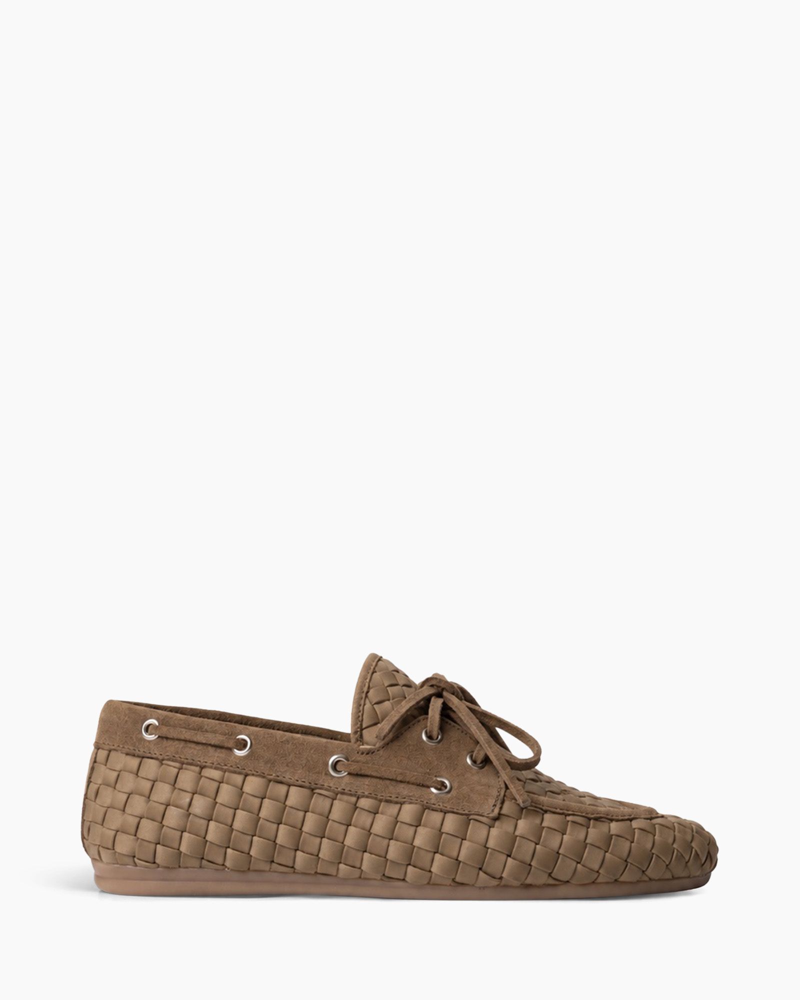 loafers, gewoven, bruin, leer, slip-on