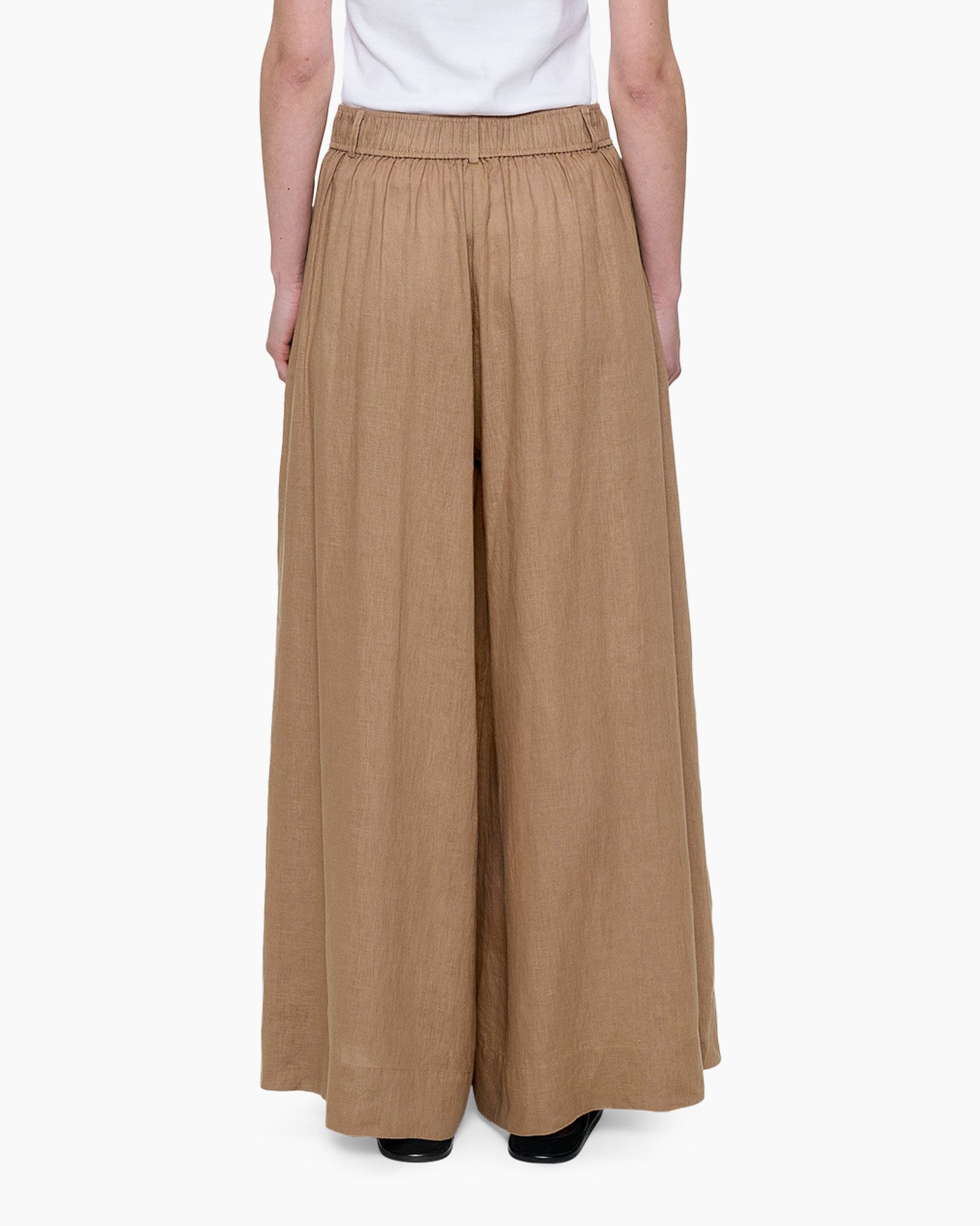 maxi skirt, linen look, tan color, pleated, full length