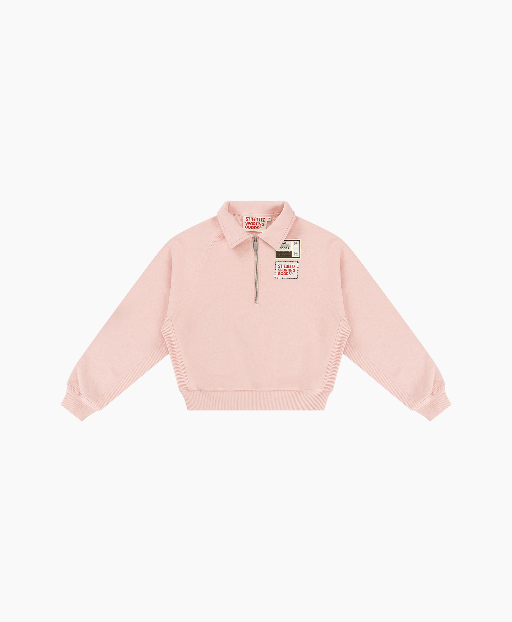 hoodie, pullover, pink, quarter-zip, logo-patch
