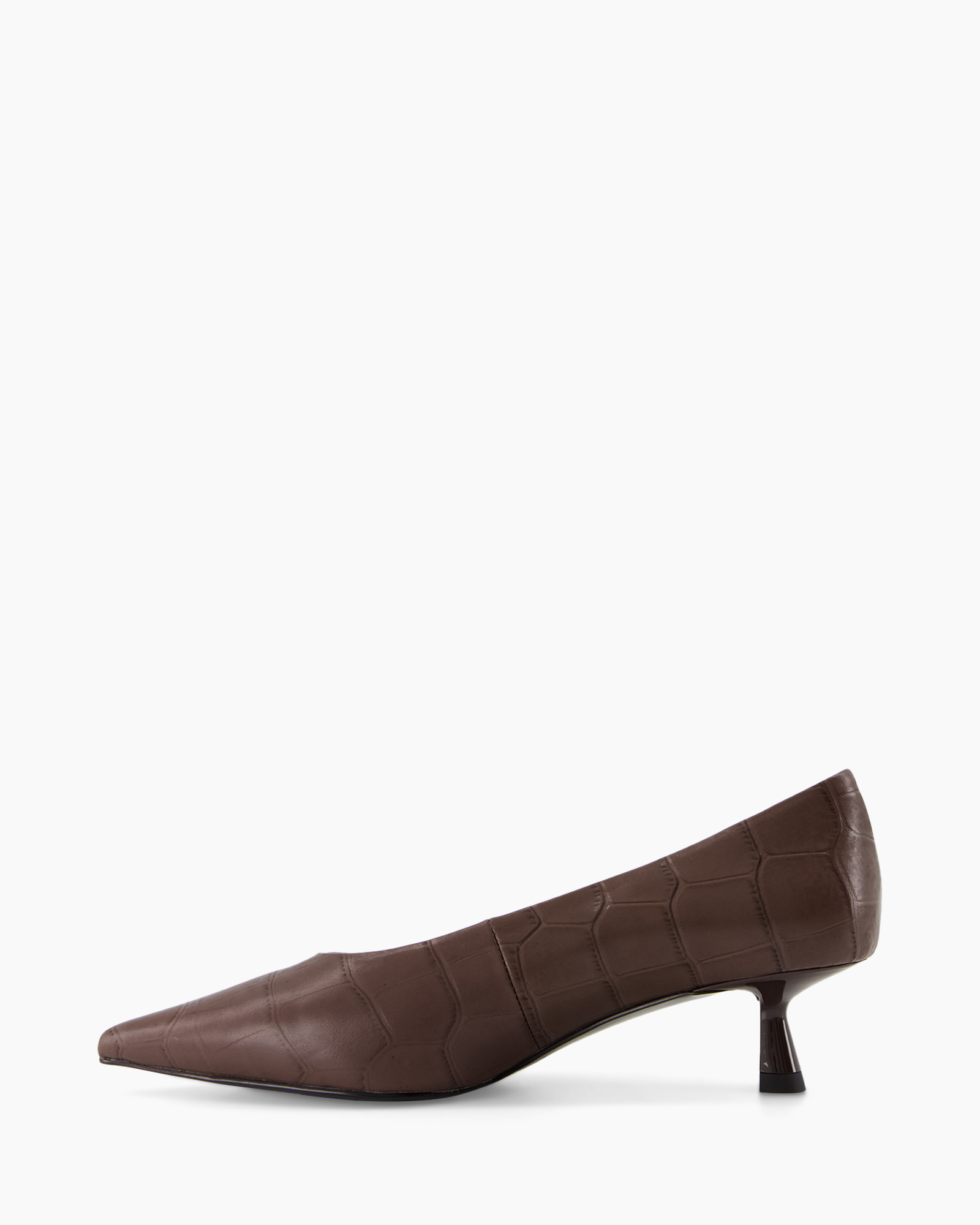 Pump Cow Leather Coco Effect Donker Bruin