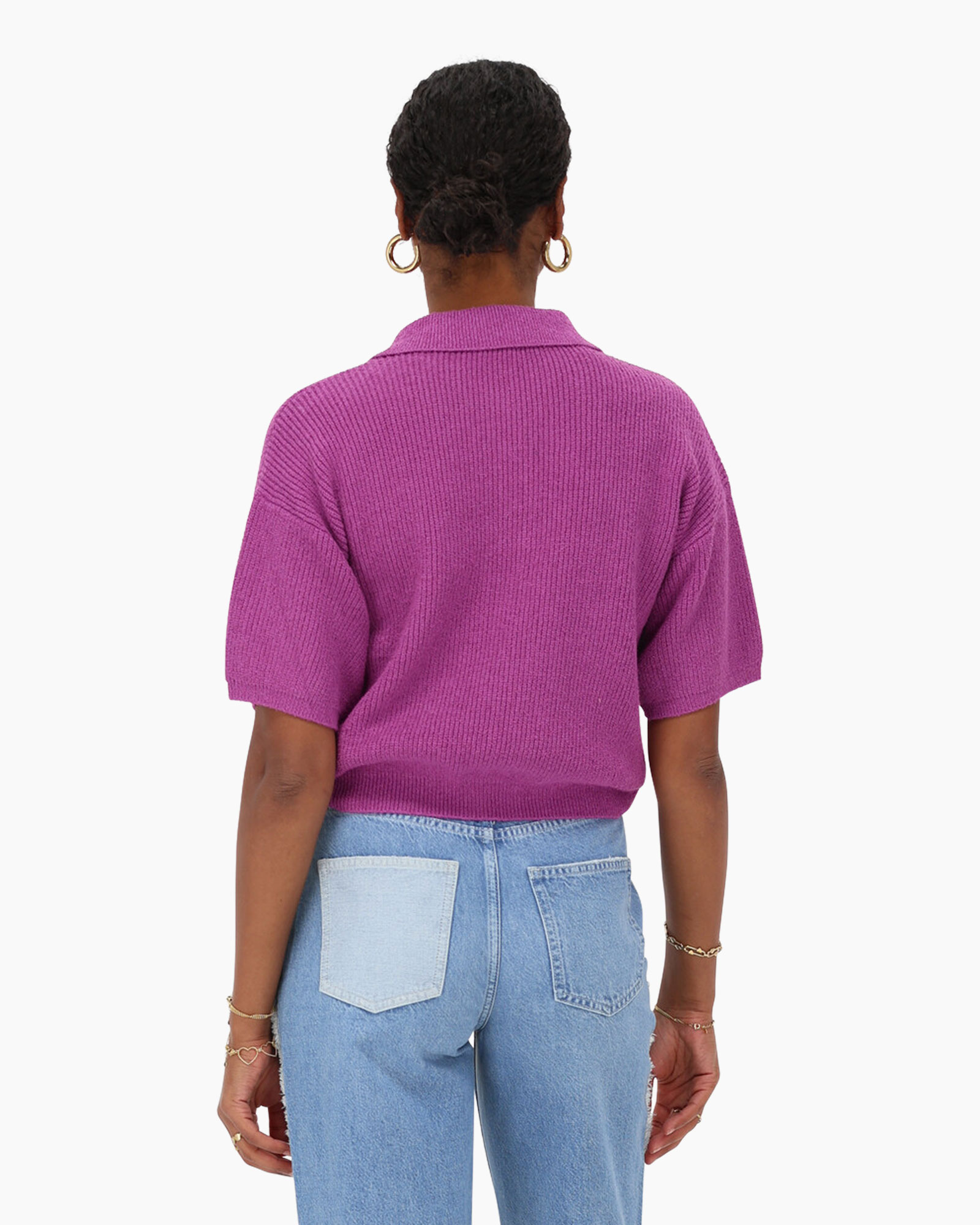 Trui Boucle Polo Paars