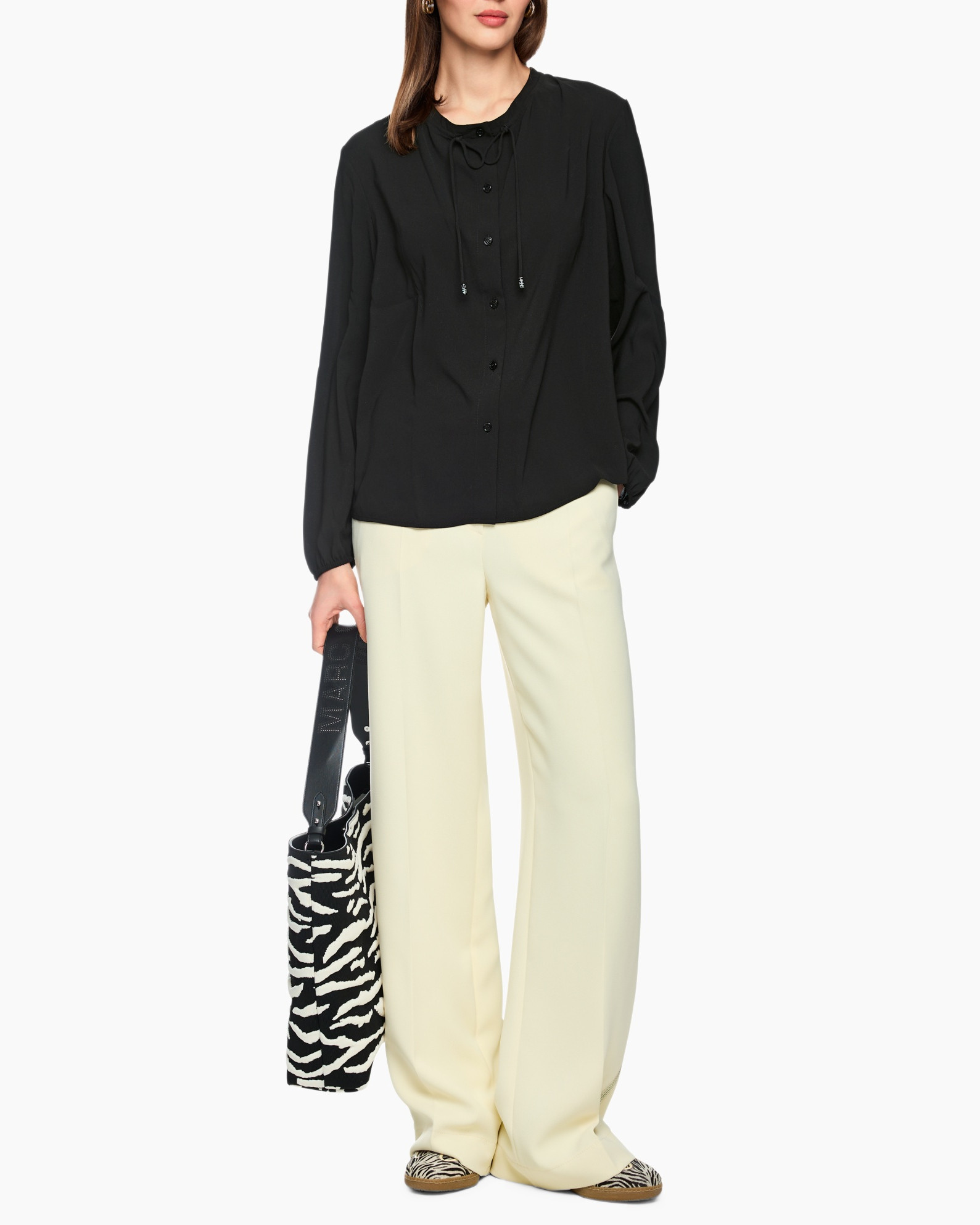 Blouse, Pants, Long Sleeve, Coat, Handbag