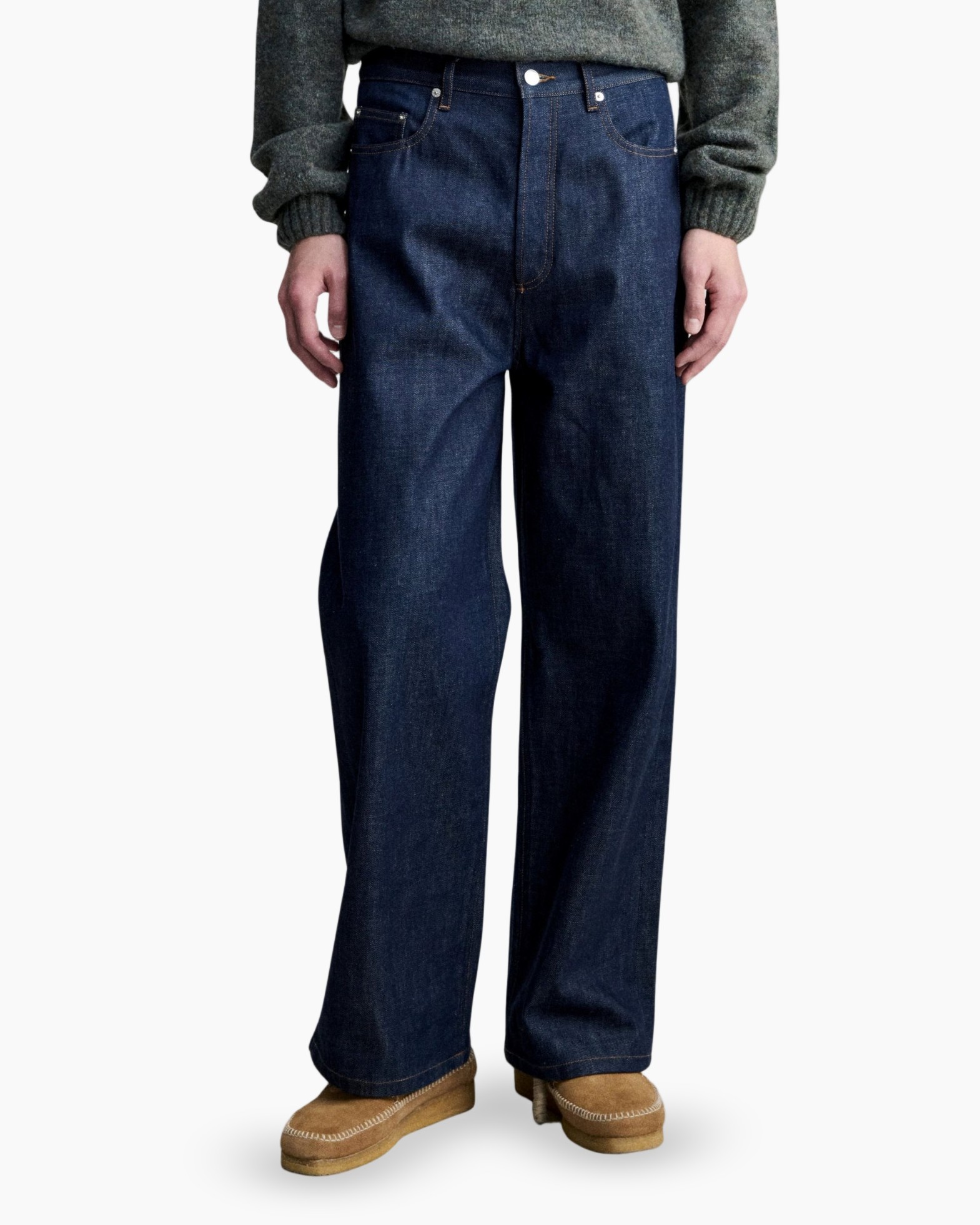 jeans, denim, wijdlengte, blauw, broek