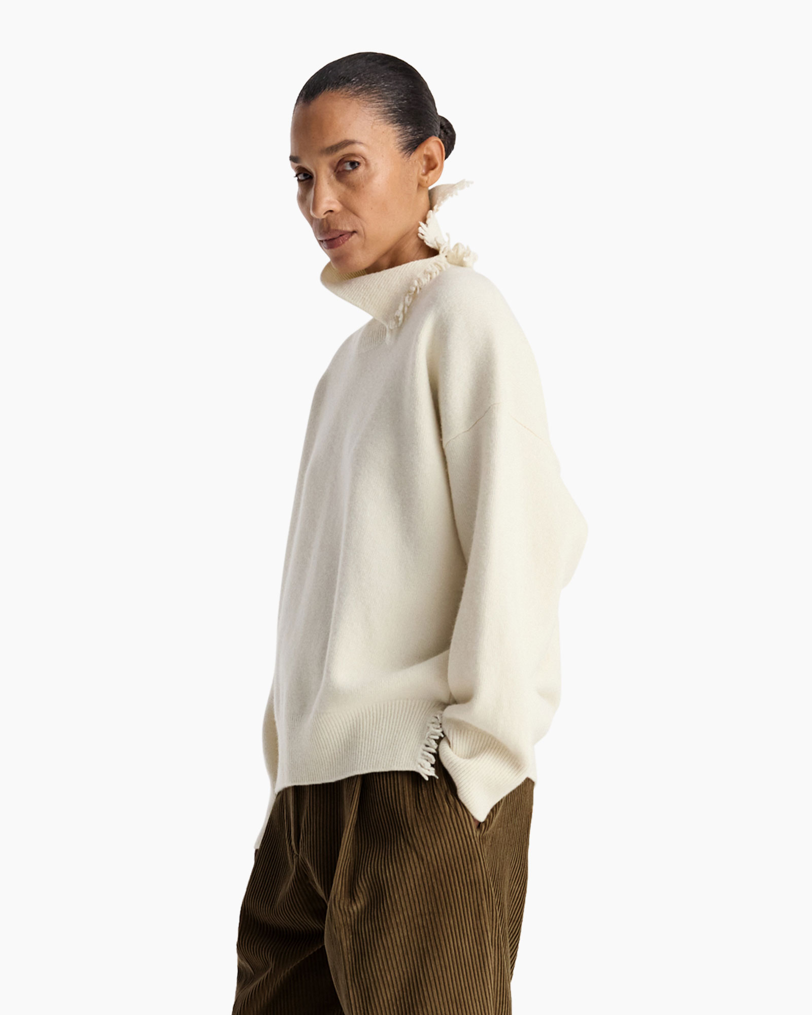 trui, turtleneck, knitwear, creme, oversized