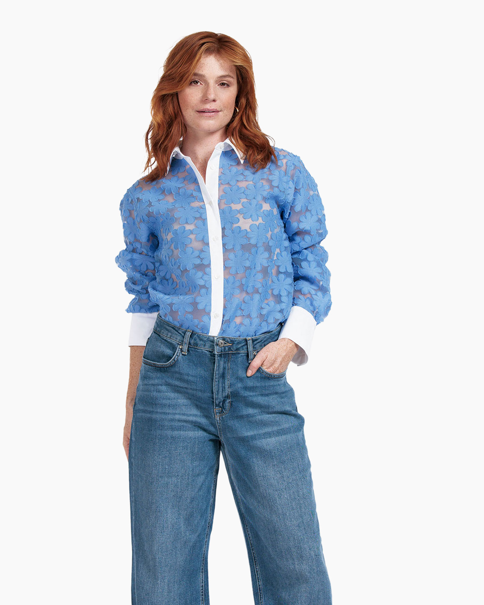 Blouse Chrisje Flower Blouse Licht Blauw
