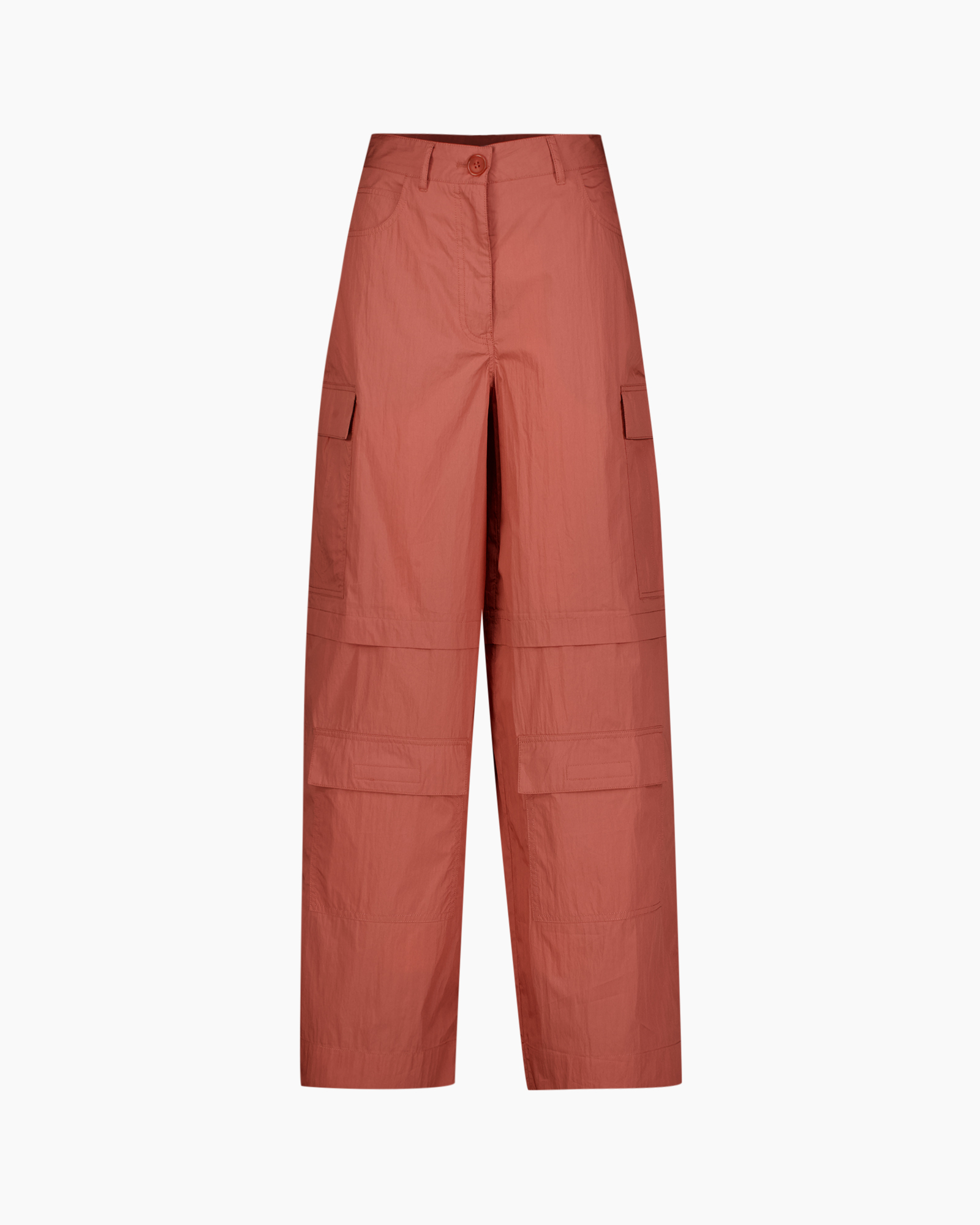 cargo pants, wide-leg, cargo pockets, zip fly, polyester