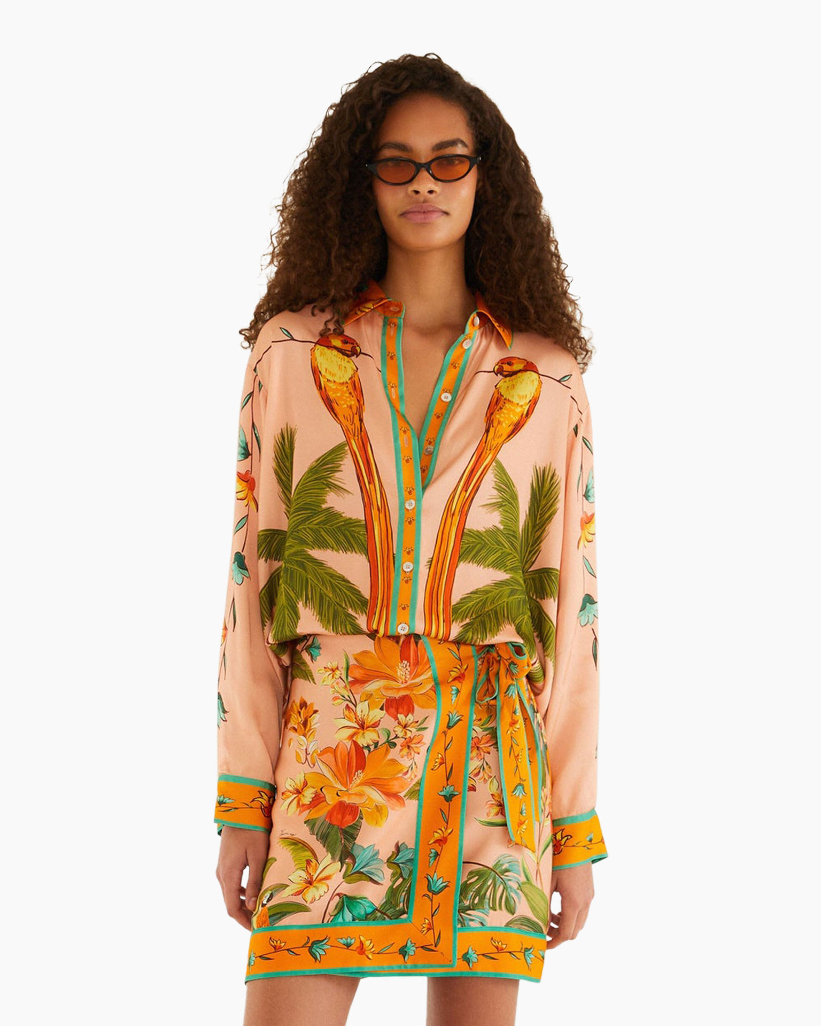 hemd, blouse, bloemen, paar, print