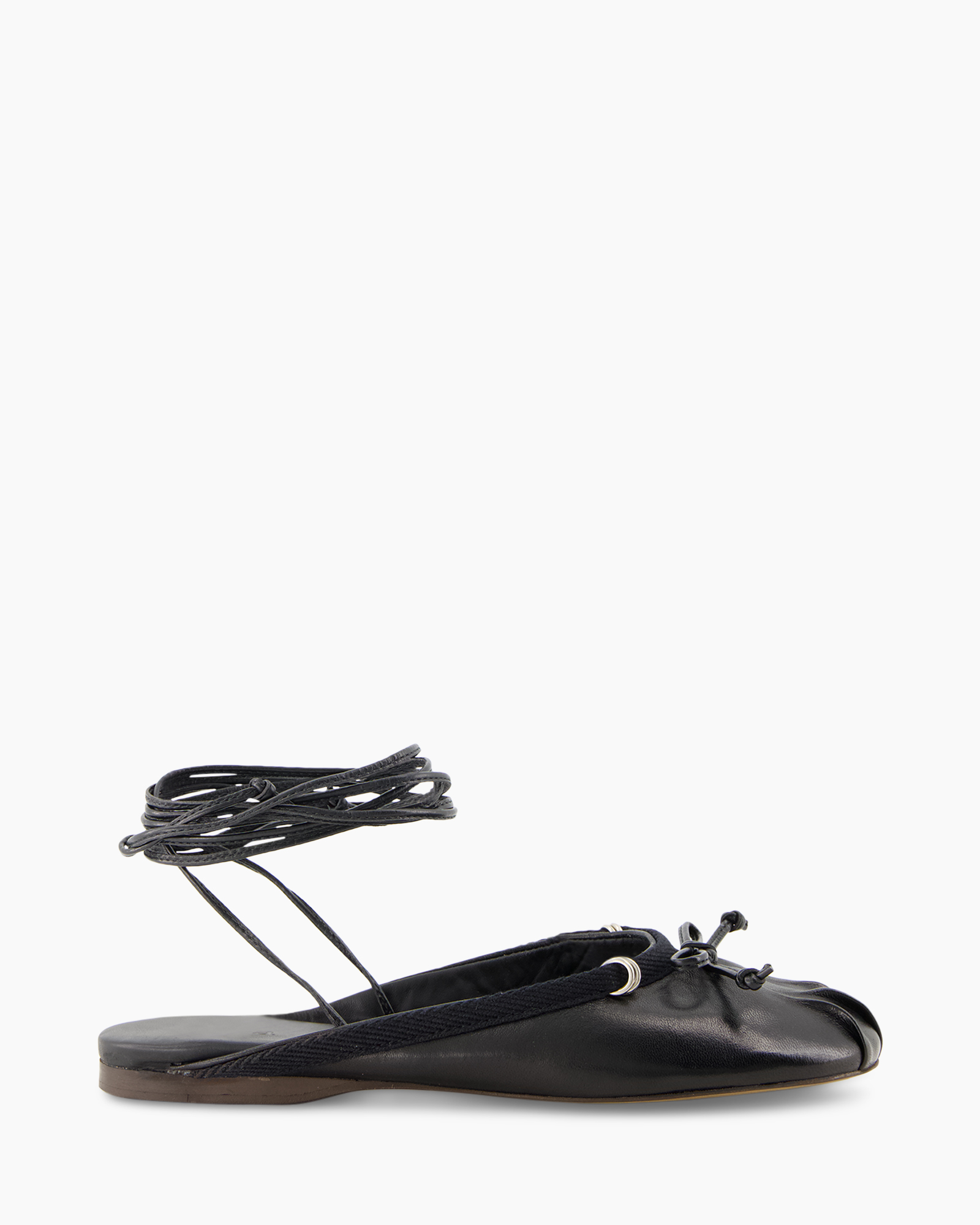 sandalen, platte, zwart, tenenring, enkellastring