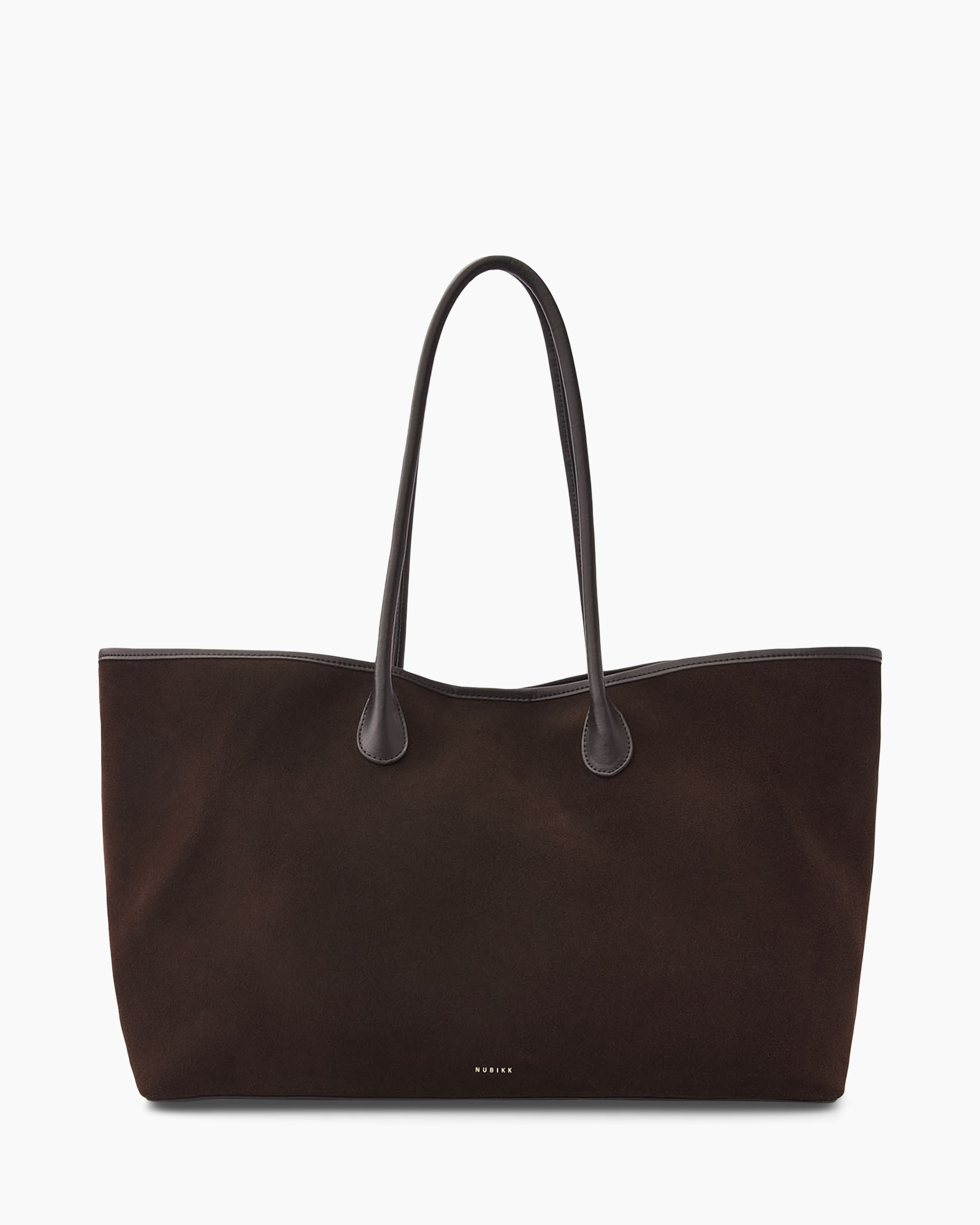 tote tas, bruin, silhouet, schouderband, zachte suède