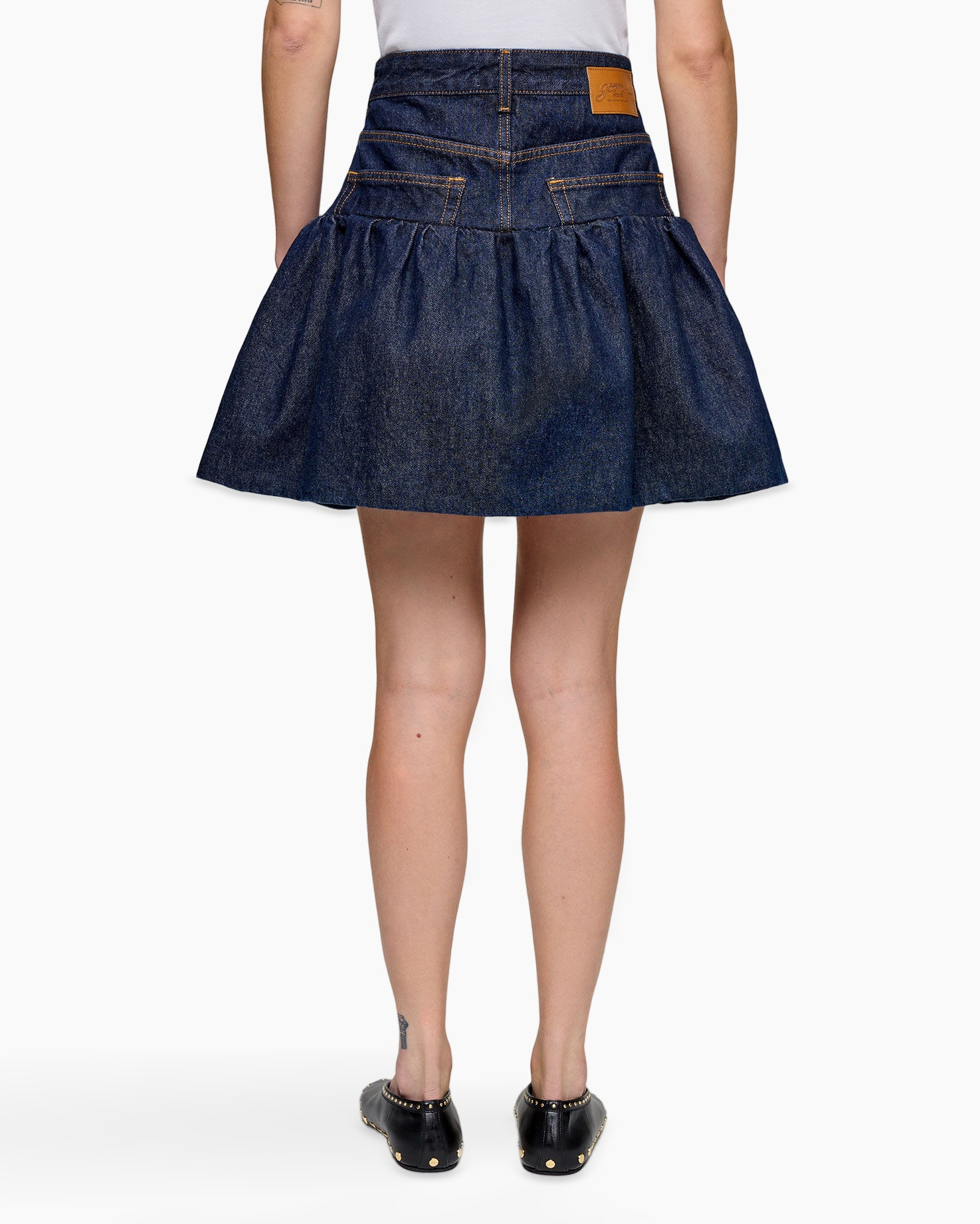 denim skirt, skirt, jeans fabric, A-line, mid-length