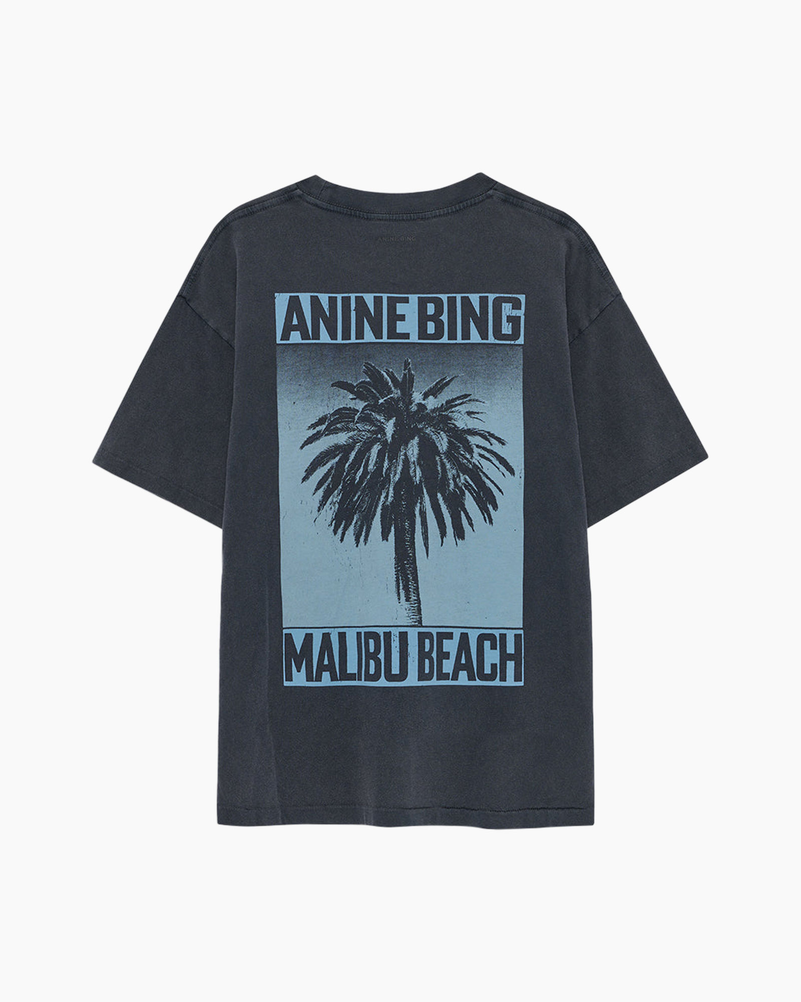 hemd, grafische tee, palmboom, blauwe print, unisex