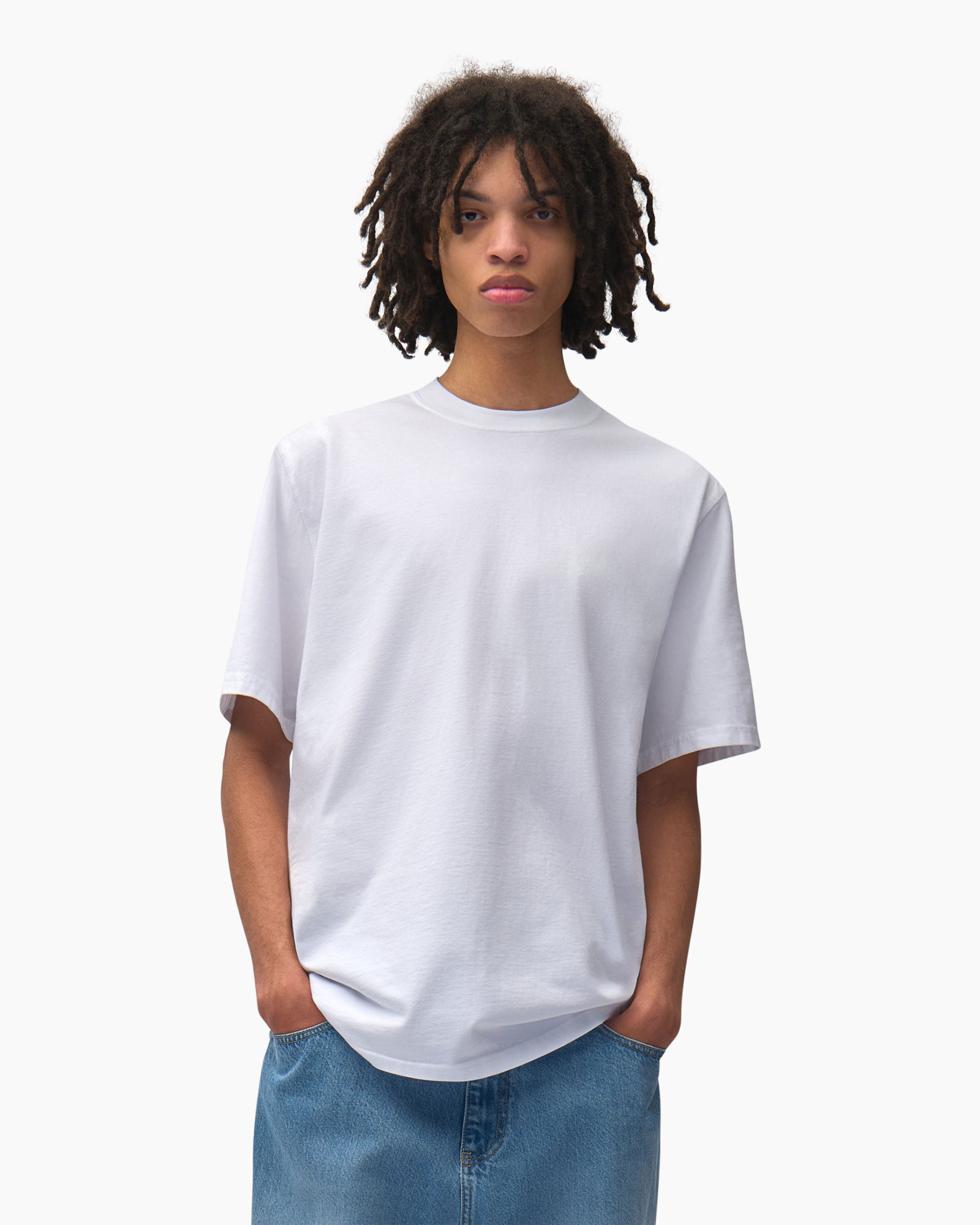 t-shirt, crew neck, korte mouwen, wit, katoen