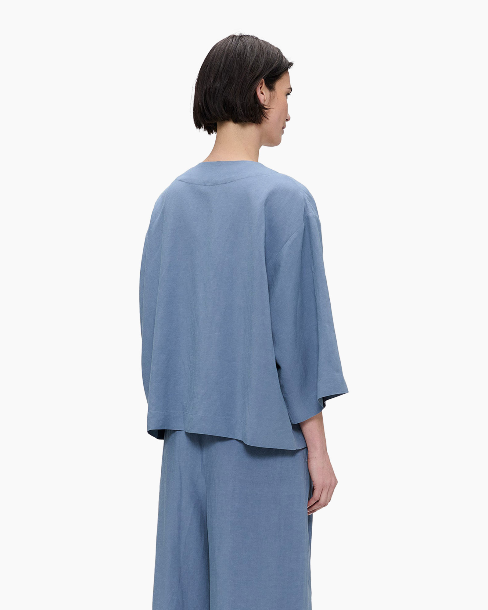 Vest Fine Linen Visc Blauw