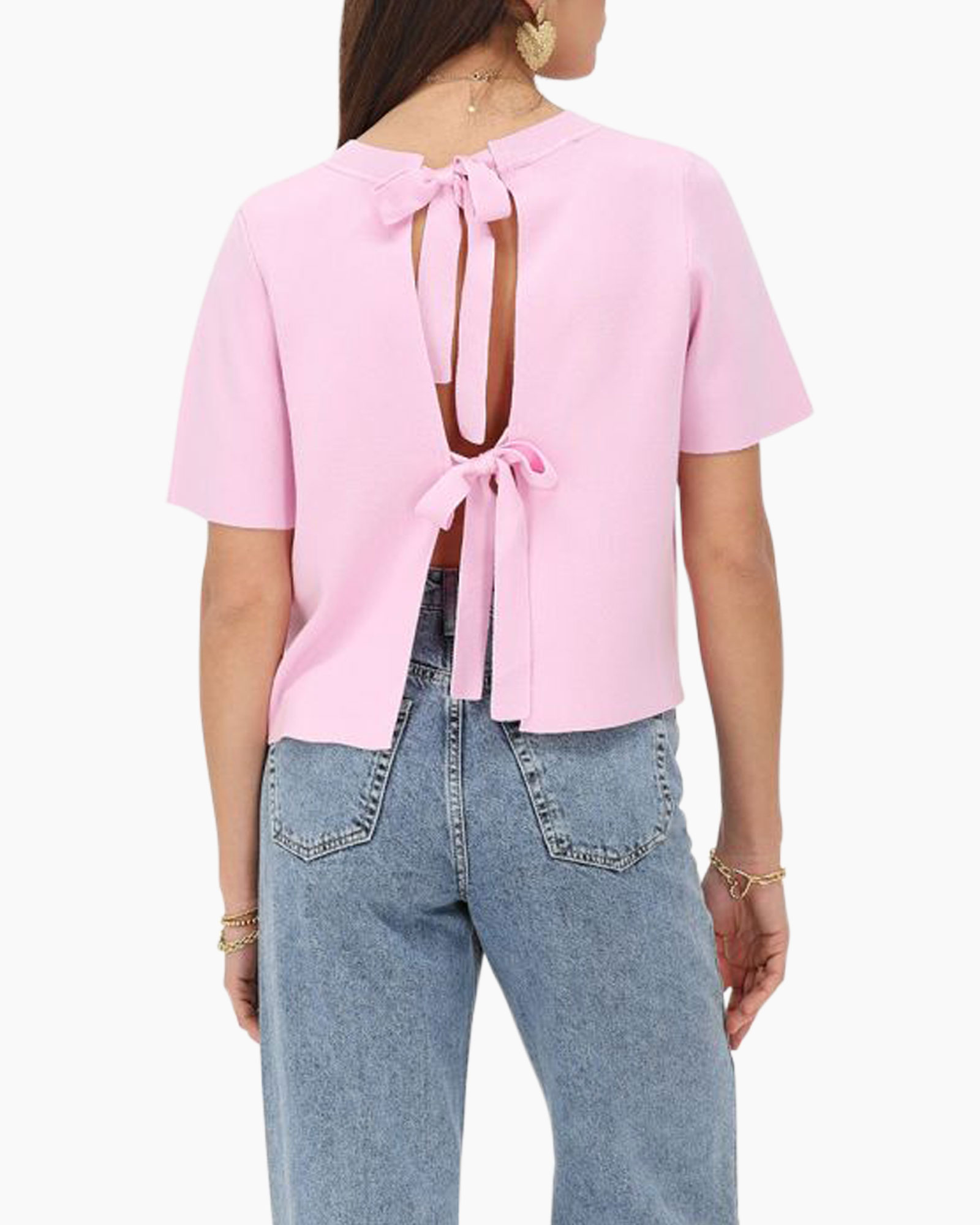 Top T-shirt With Bows On The Back Roze