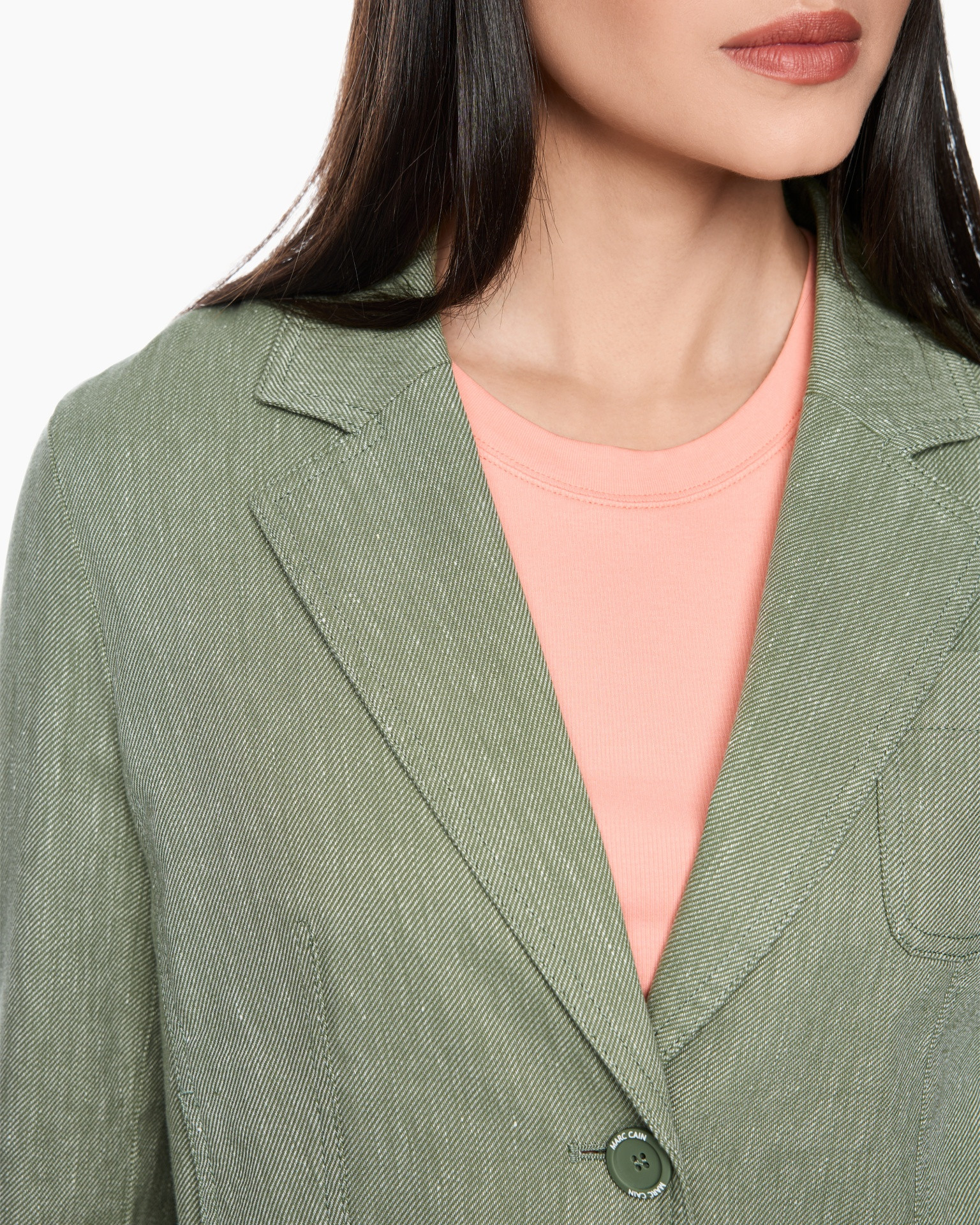 blazer, green, lined, button, lapel