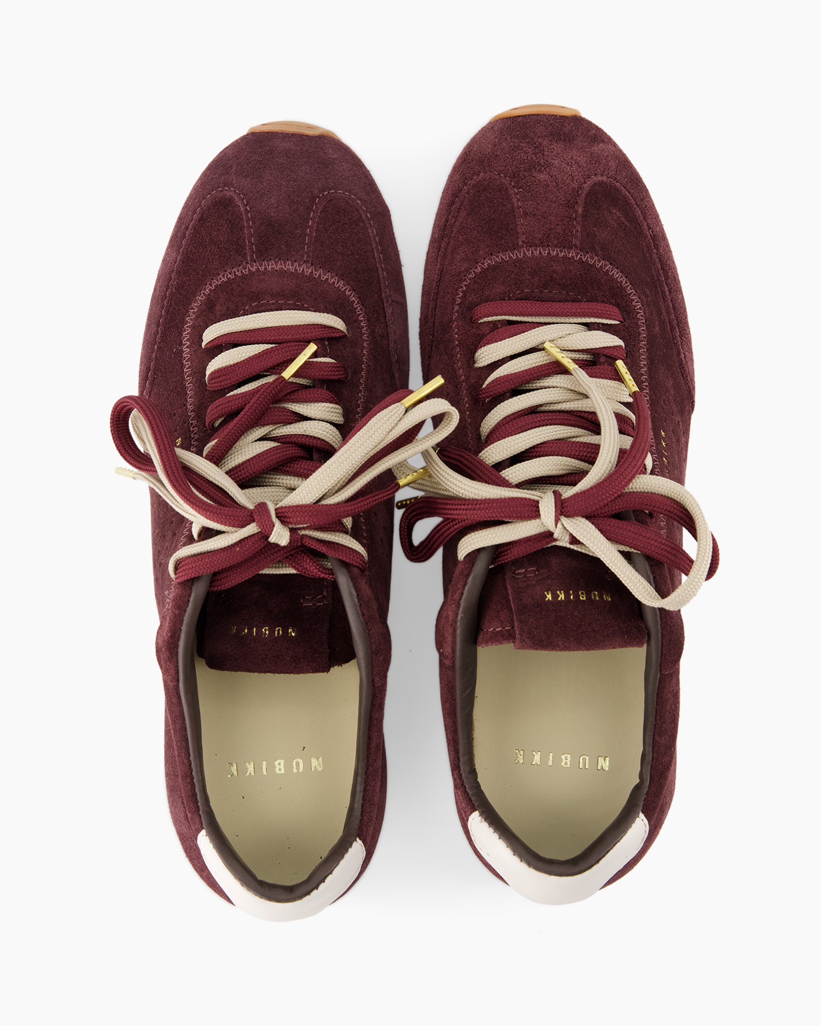 sneakers, suede, burgundy, veters, voering binnen
