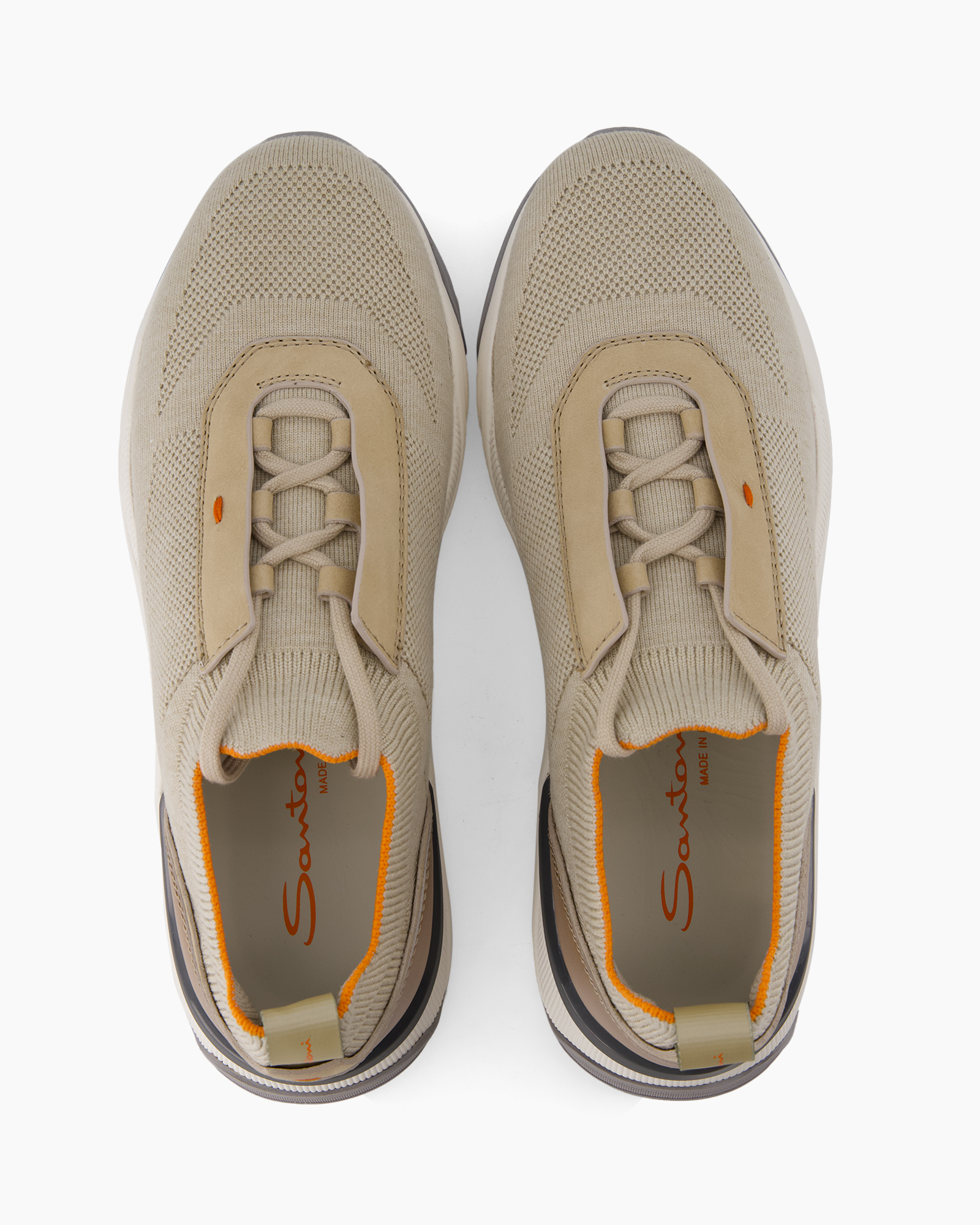 sneakers, mesh, veterschoen, beige, slip-on boord